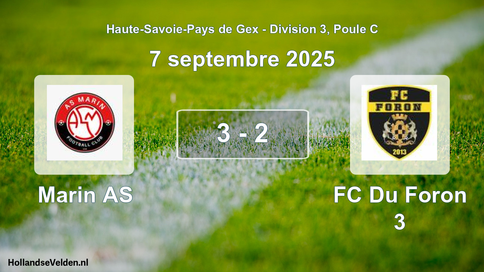 Match joué: Marin AS - FC Du Foron 3 3 - 2 (7 septembre 2025)