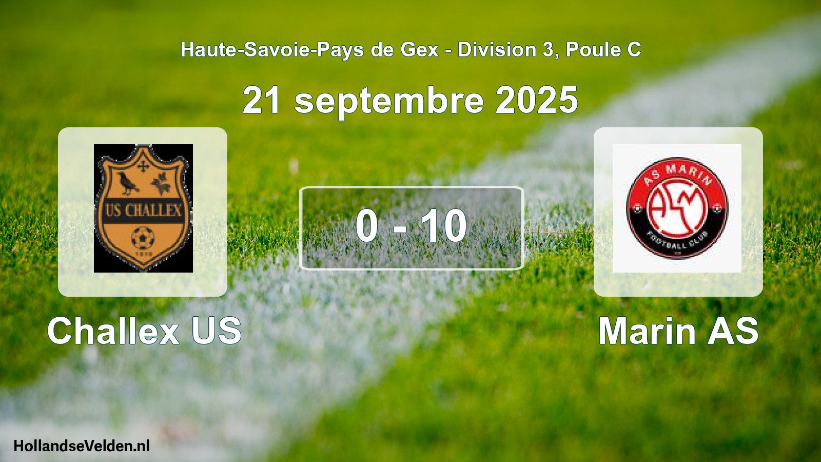 Gespeelde wedstrijd: Challex US - Marin AS 0 - 10 (21 september 2025)