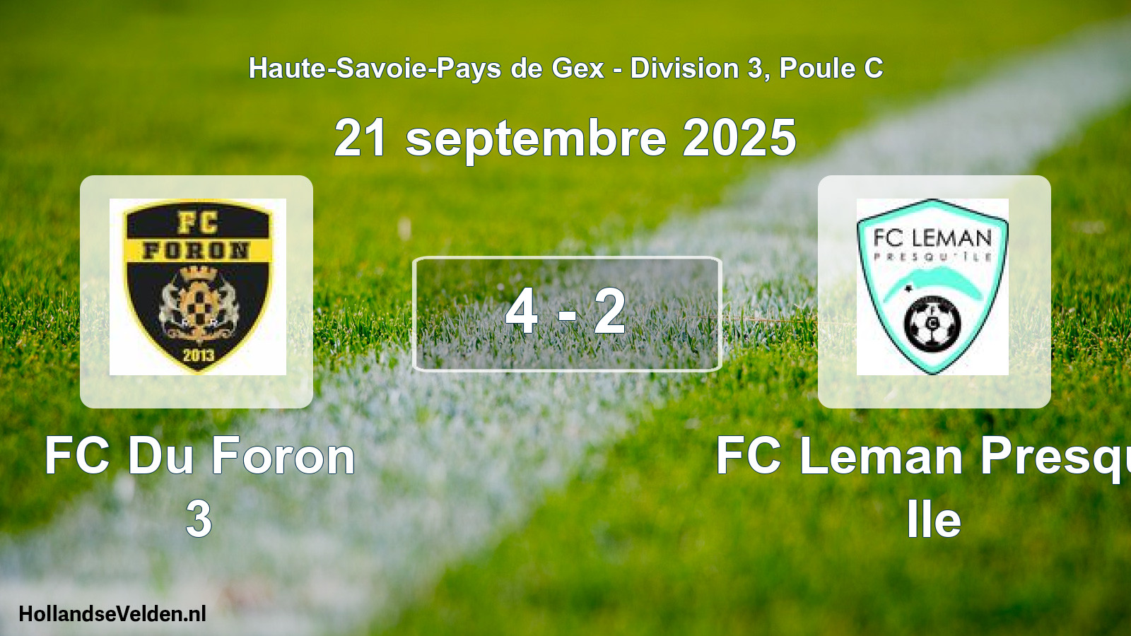 Gespeelde wedstrijd: FC Du Foron 3 - FC Leman Presqu Ile 4 - 2 (21 september 2025)