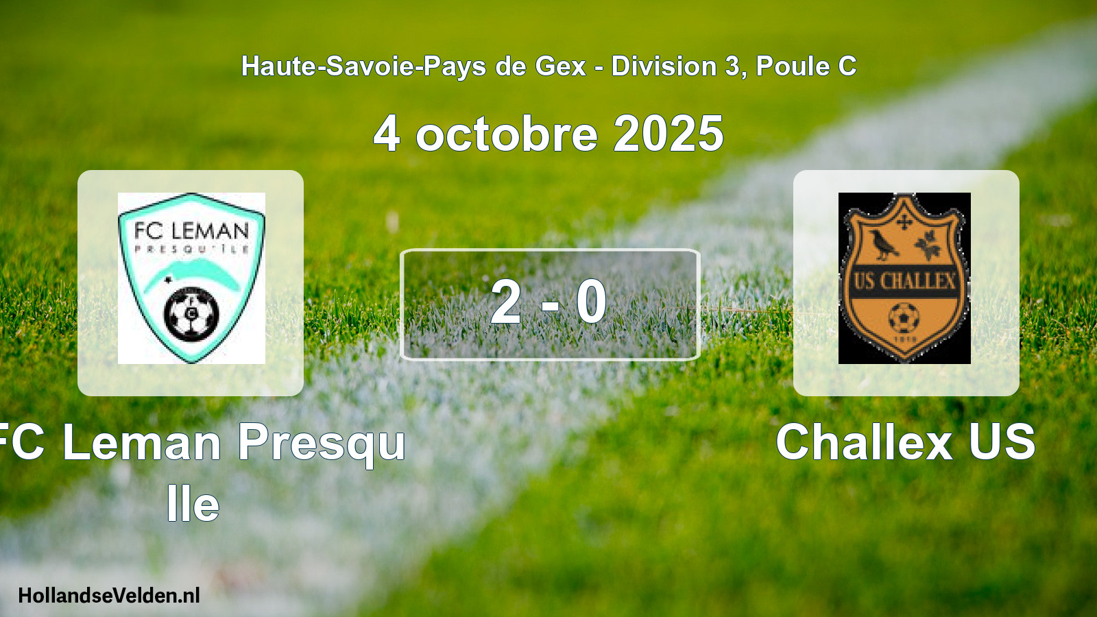 Gespeelde wedstrijd: FC Leman Presqu Ile - Challex US 2 - 0 (4 oktober 2025)