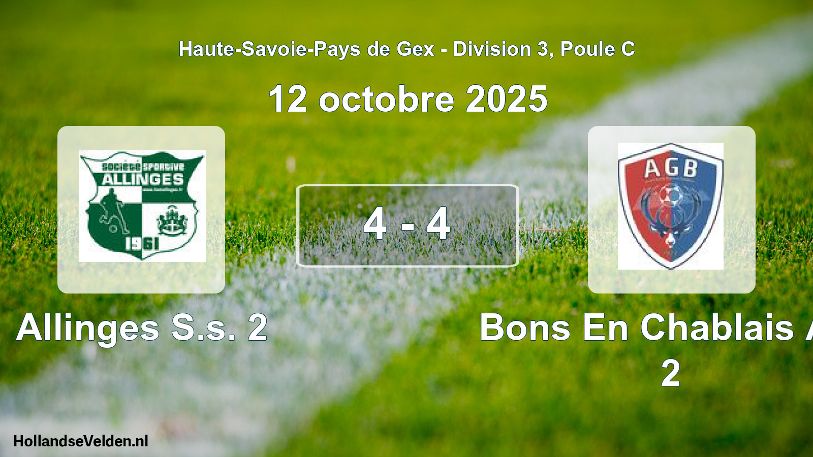 Gespeelde wedstrijd: Allinges S.s. 2 - Bons En Chablais A.g 2 4 - 4 (12 oktober 2025)