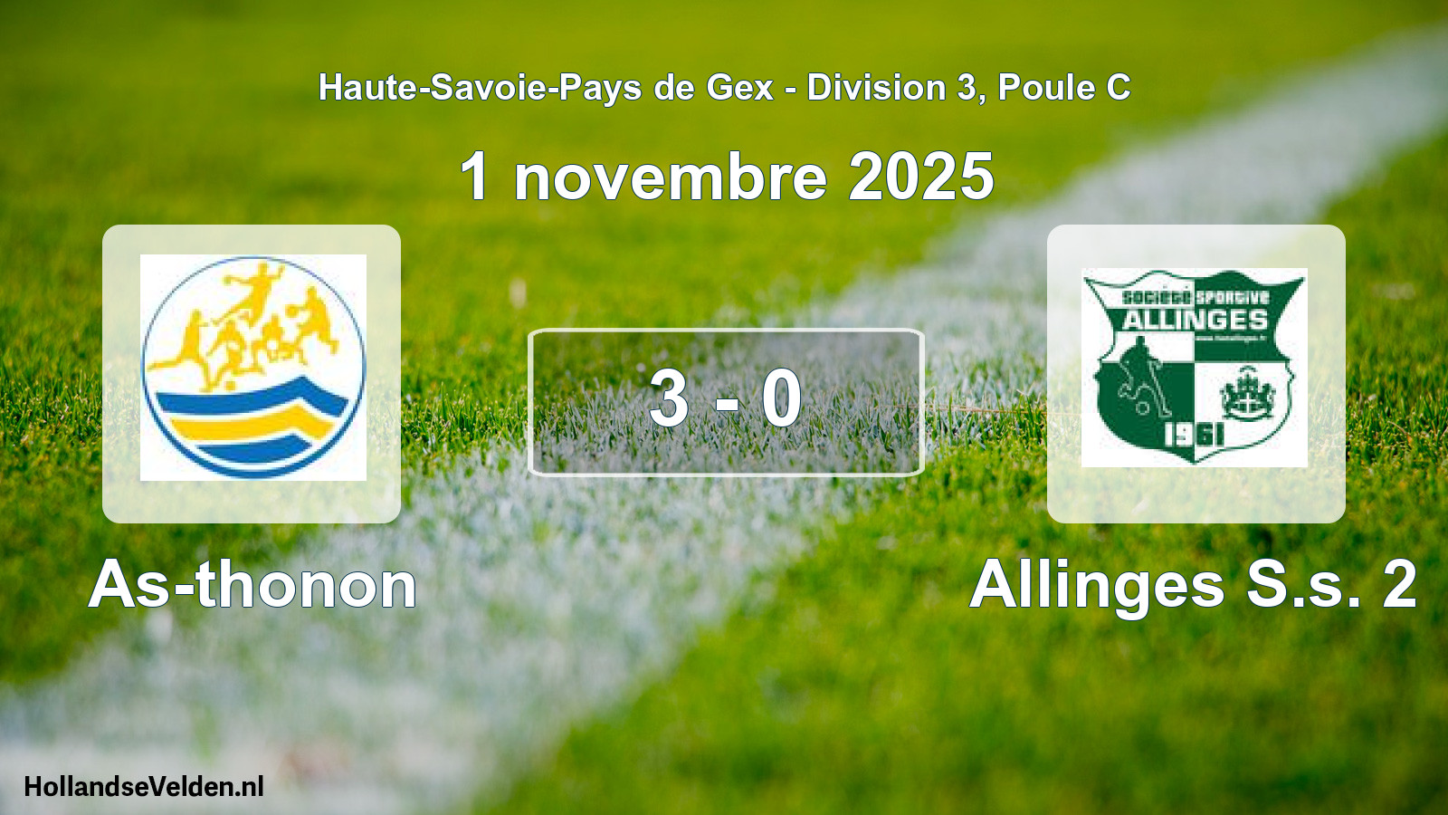 Gespeelde wedstrijd: As-thonon - Allinges S.s. 2 3 - 0 (1 november 2025)