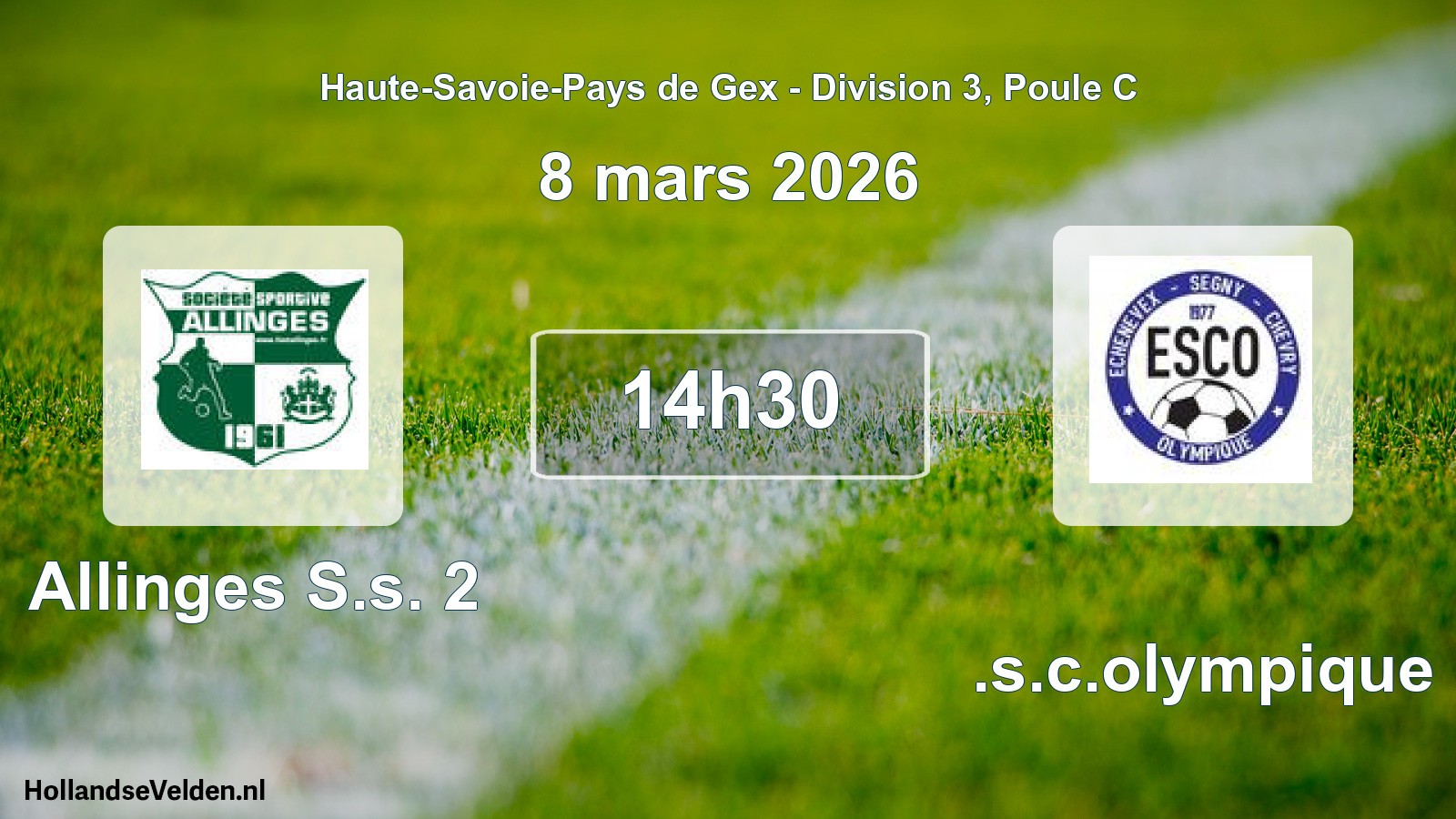 Geplande wedstrijd: Allinges S.s. 2 - E.s.c.olympique (8 maart 2026)