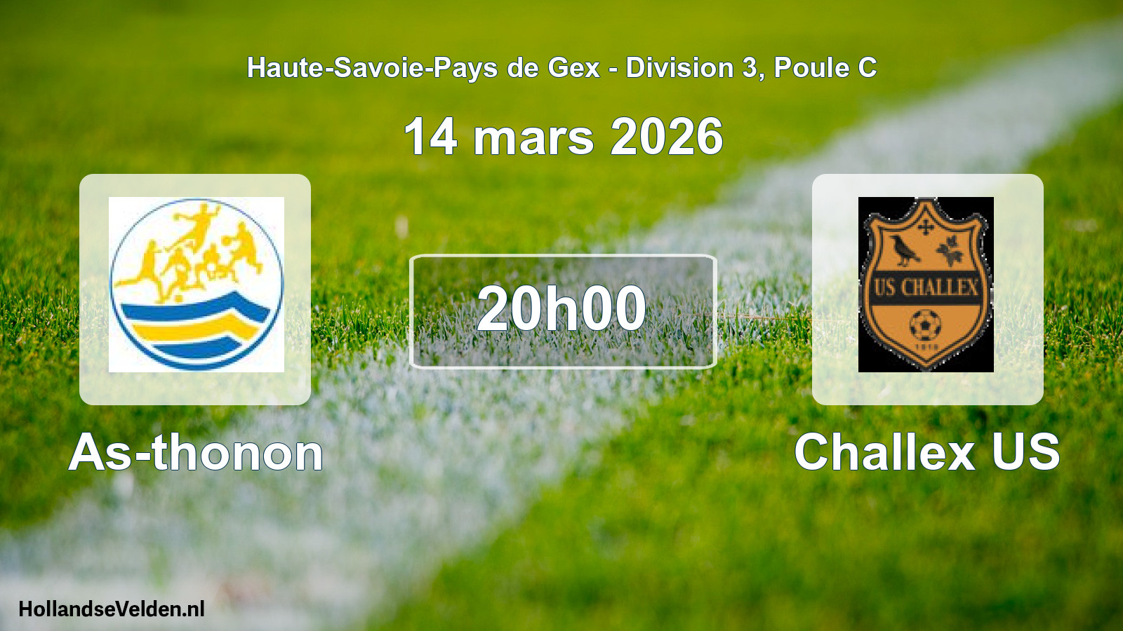 Geplande wedstrijd: As-thonon - Challex US (14 maart 2026)