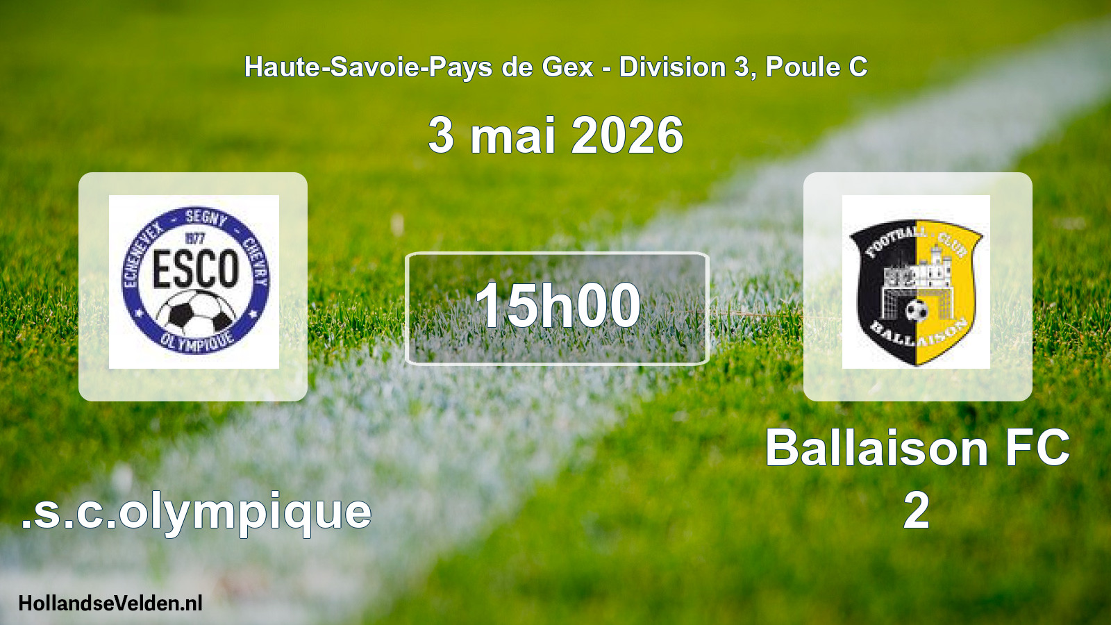 Match programmé: E.s.c.olympique - Ballaison FC 2 (3 mai 2026)