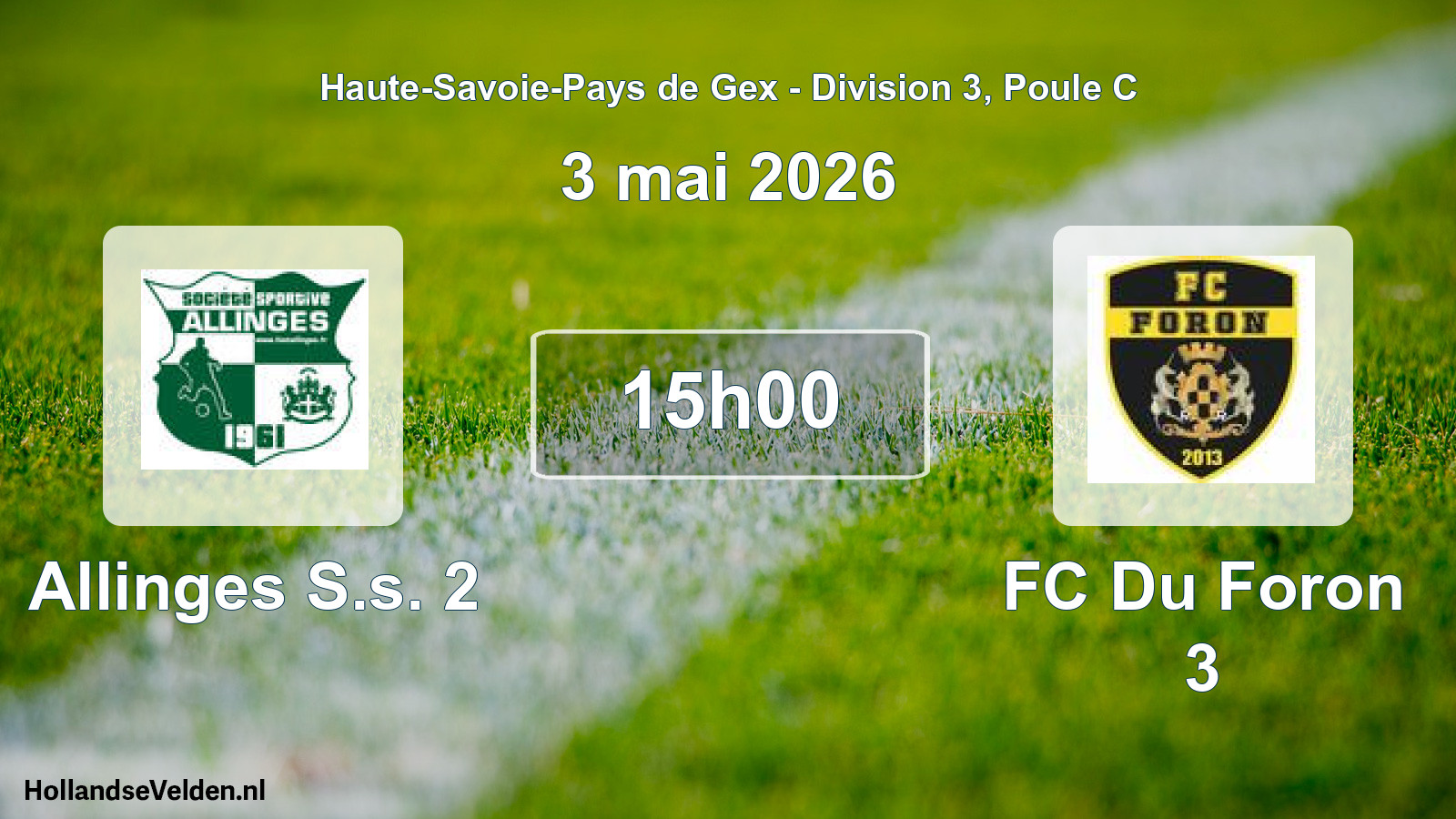 Geplande wedstrijd: Allinges S.s. 2 - FC Du Foron 3 (3 mei 2026)