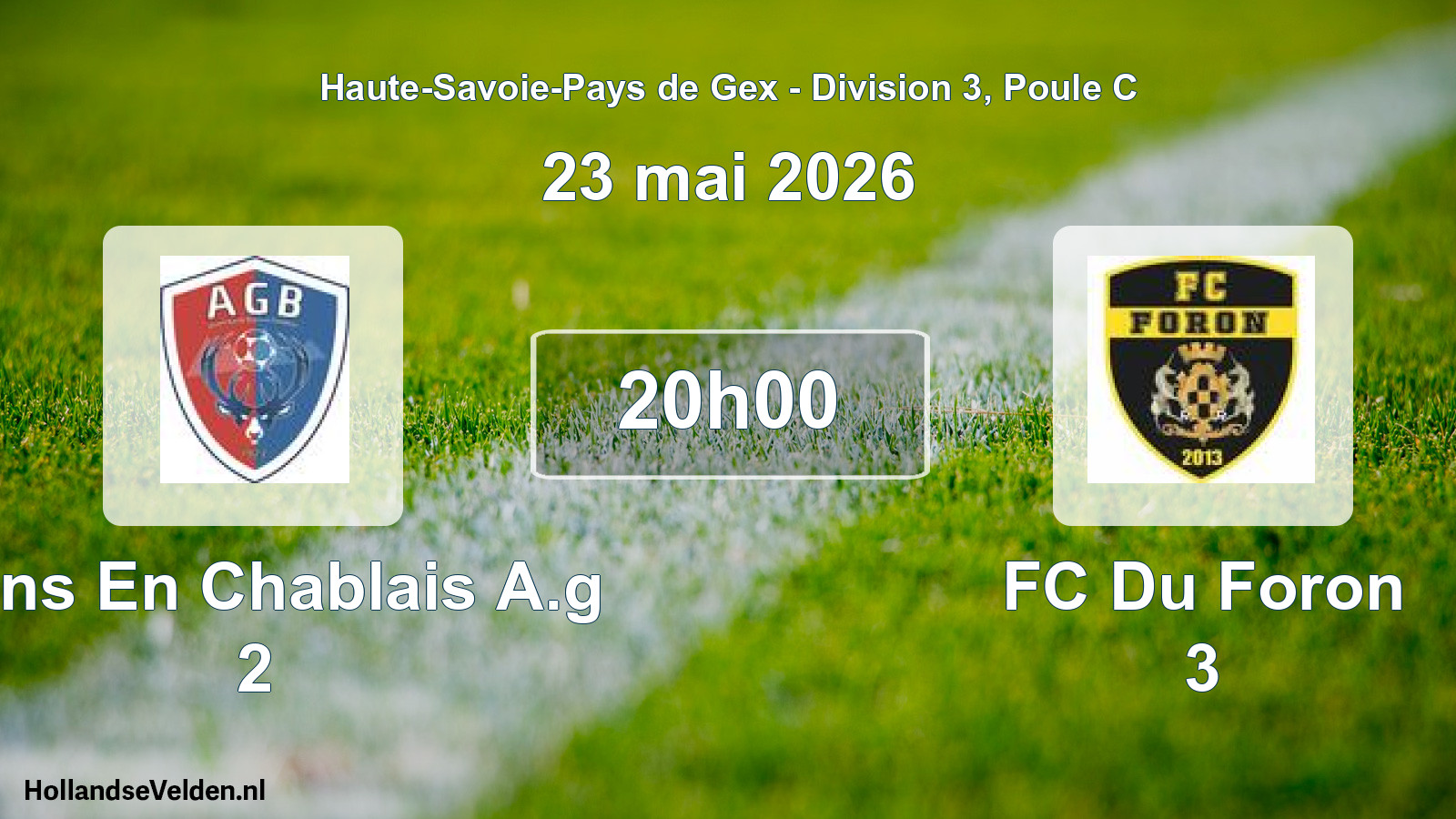 Geplande wedstrijd: Bons En Chablais A.g 2 - FC Du Foron 3 (23 mei 2026)
