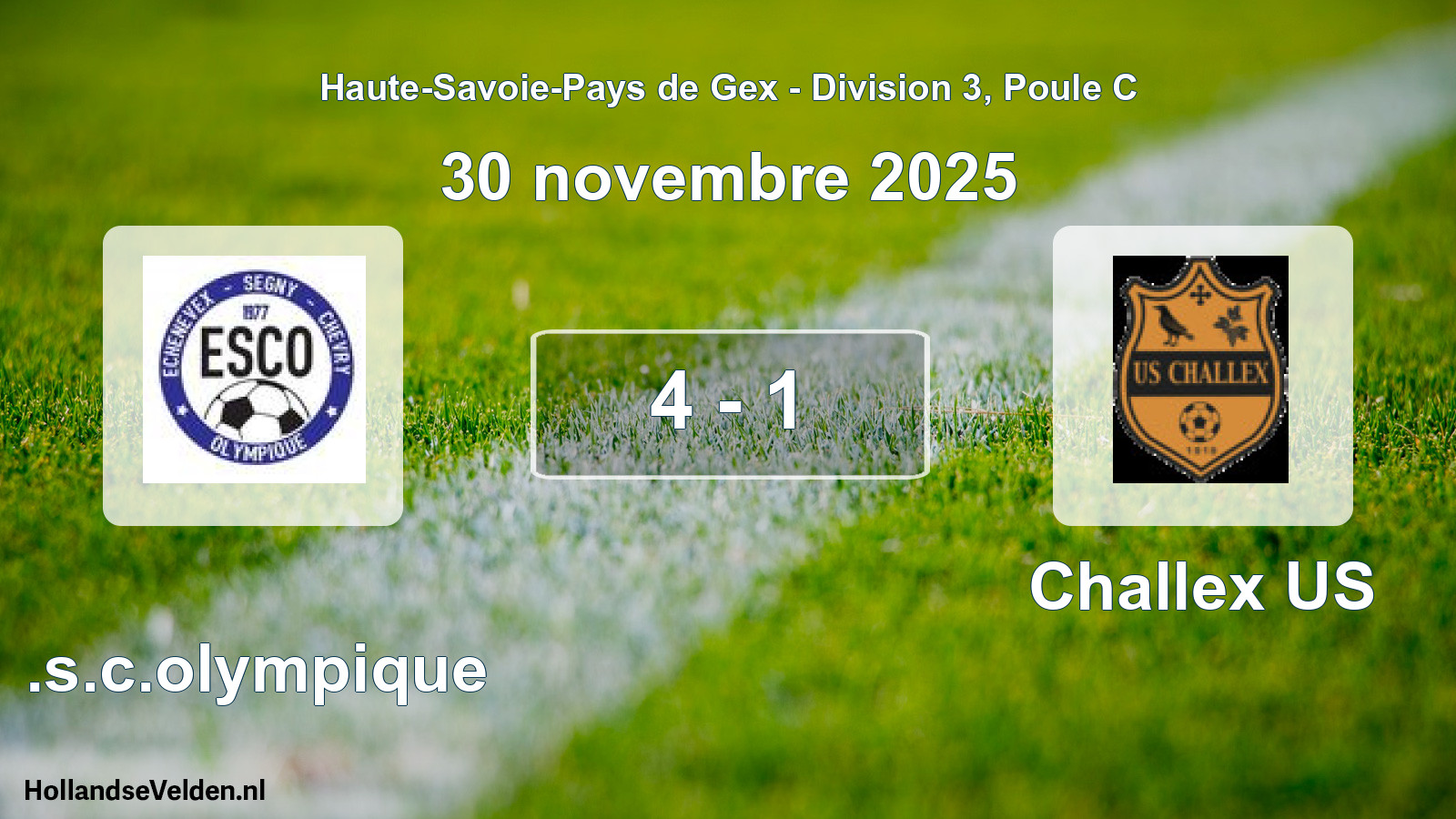 Gespeelde wedstrijd: E.s.c.olympique - Challex US 4 - 1 (30 november 2025)