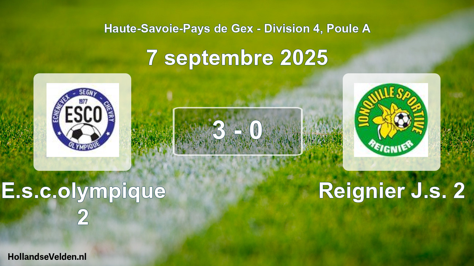 Match joué: E.s.c.olympique 2 - Reignier J.s. 2 3 - 0 (7 septembre 2025)