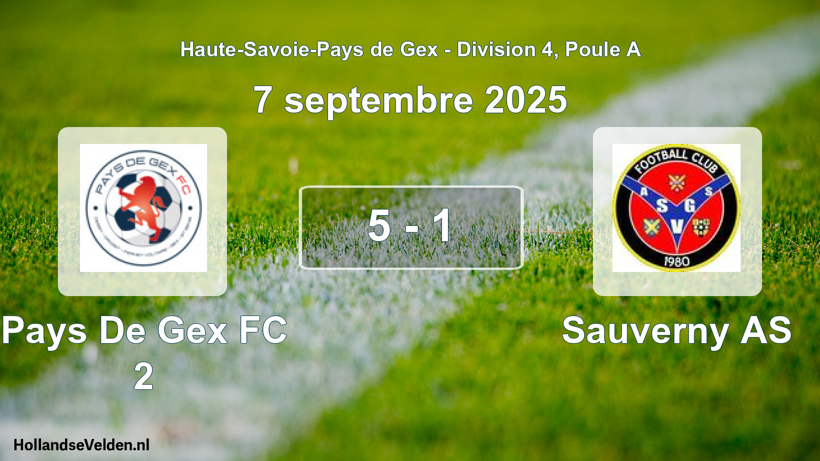 Gespeelde wedstrijd: Pays De Gex FC 2 - Sauverny AS 5 - 1 (7 september 2025)