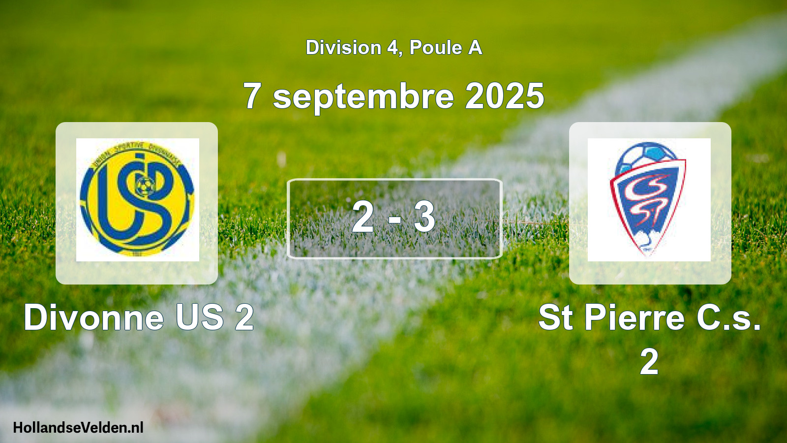 Total number of matches played: Divonne US 2 - St Pierre C.s. 2 2 - 3 (7 September 2025)