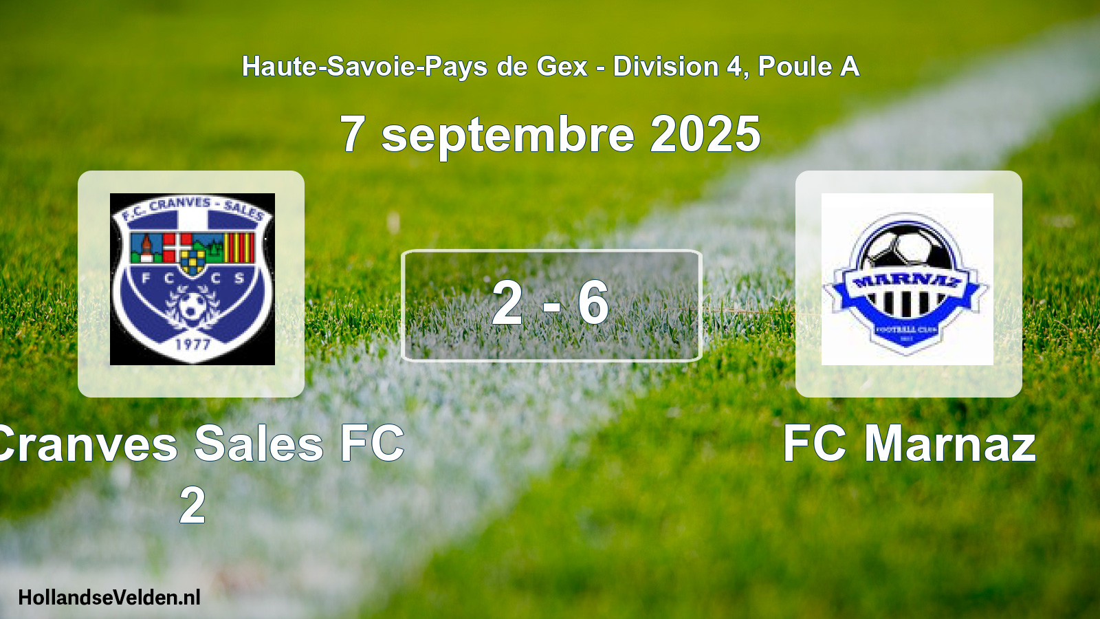 Gespeelde wedstrijd: Cranves Sales FC 2 - FC Marnaz 2 - 6 (7 september 2025)