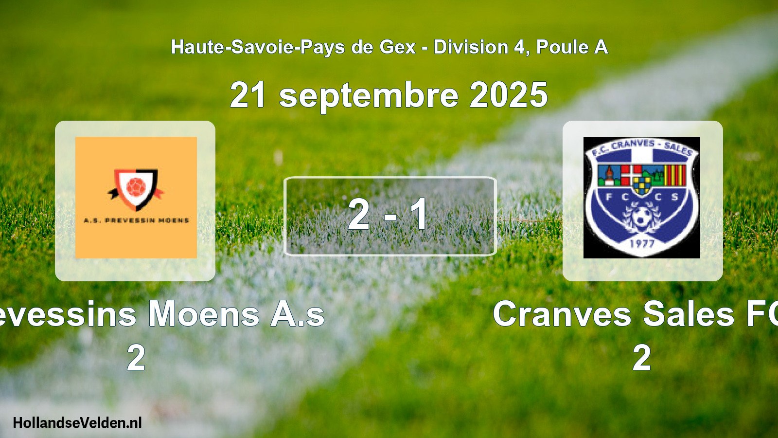 Gespeelde wedstrijd: Prevessins Moens A.s 2 - Cranves Sales FC 2 2 - 1 (21 september 2025)