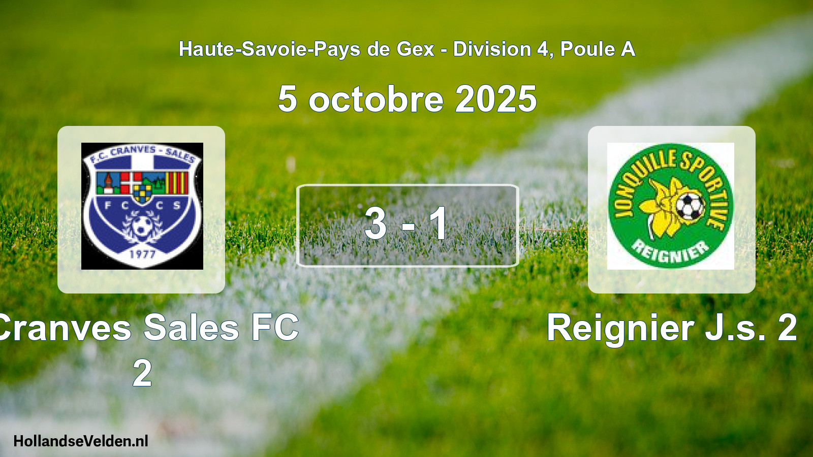 Gespeelde wedstrijd: Cranves Sales FC 2 - Reignier J.s. 2 3 - 1 (5 oktober 2025)