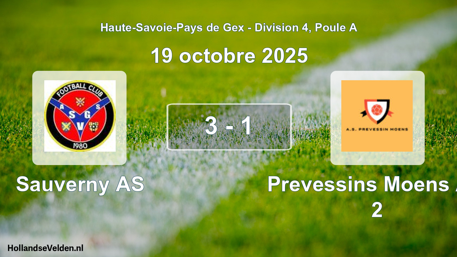 Gespeelde wedstrijd: Sauverny AS - Prevessins Moens A.s 2 3 - 1 (19 oktober 2025)