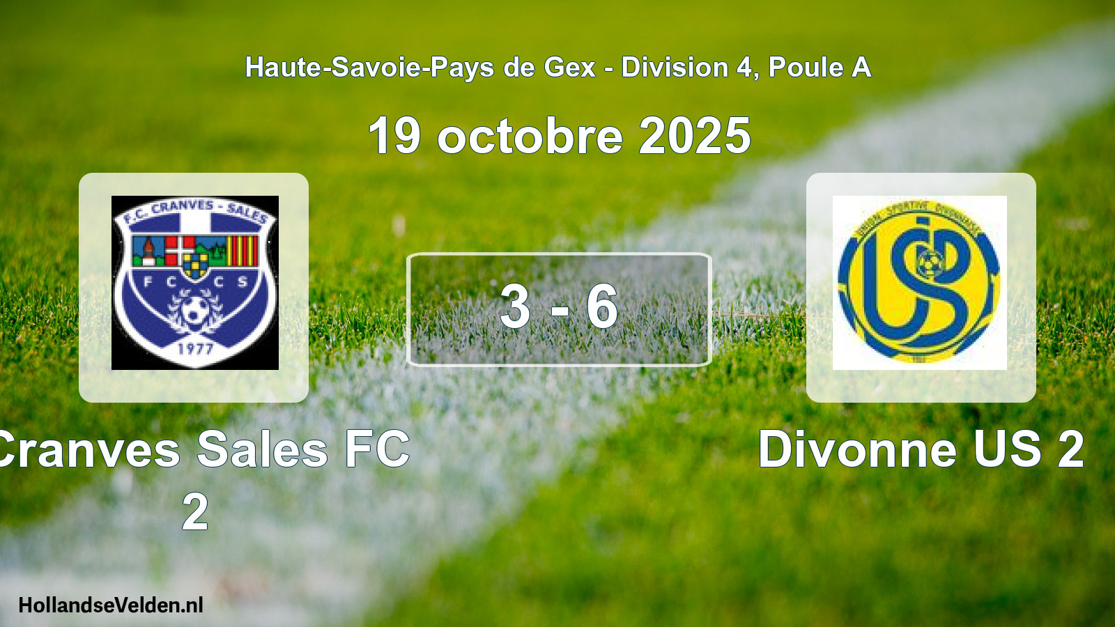 Gespeelde wedstrijd: Cranves Sales FC 2 - Divonne US 2 3 - 6 (19 oktober 2025)