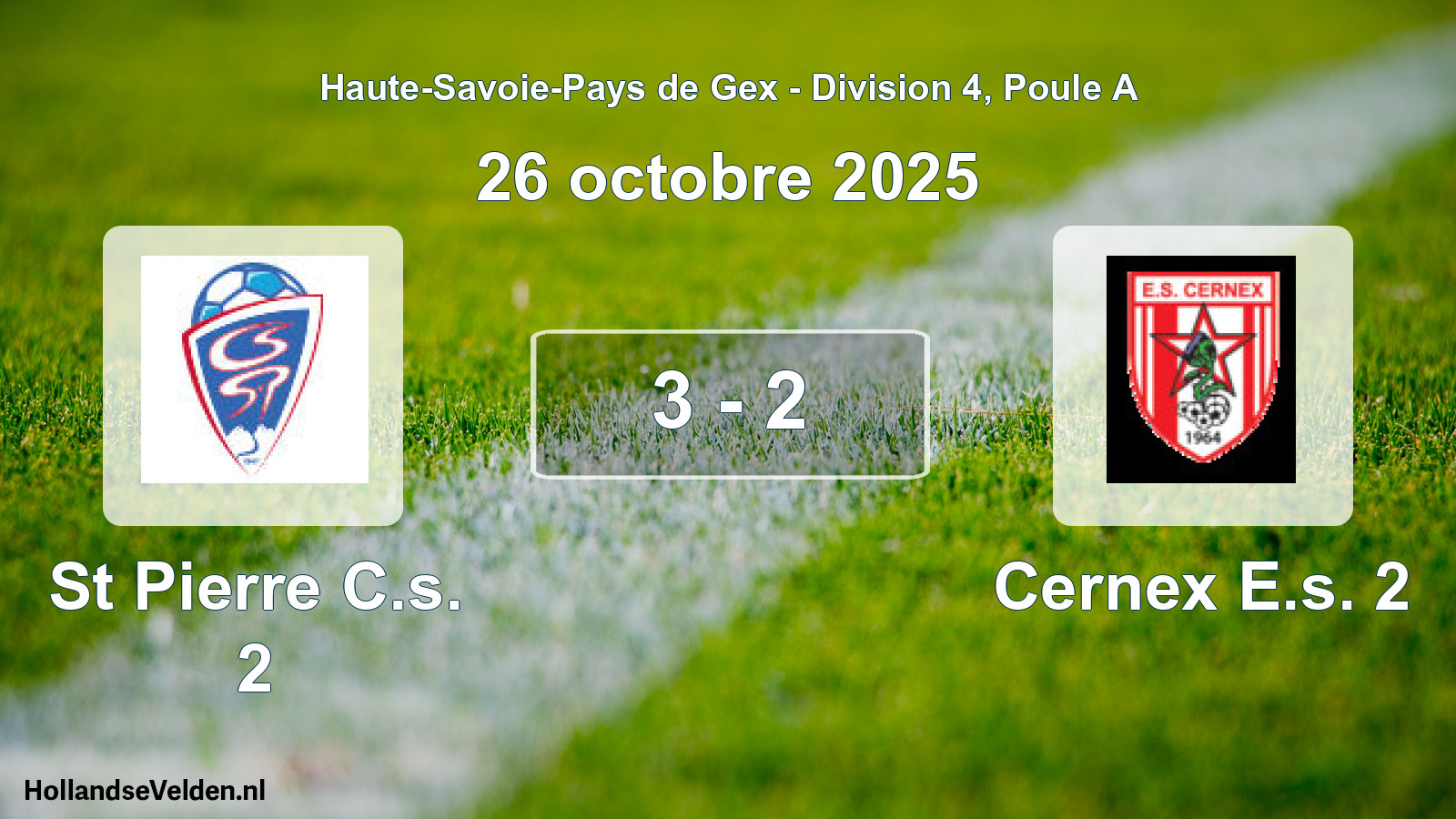 Total number of matches played: St Pierre C.s. 2 - Cernex E.s. 2 3 - 2 (26 October 2025)