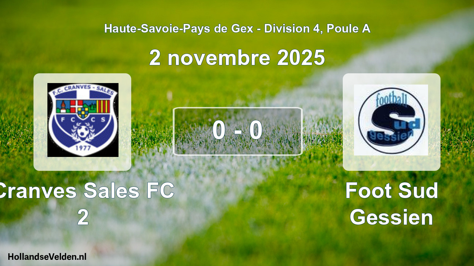 Gespeelde wedstrijd: Cranves Sales FC 2 - Foot Sud Gessien 0 - 0 (2 november 2025)