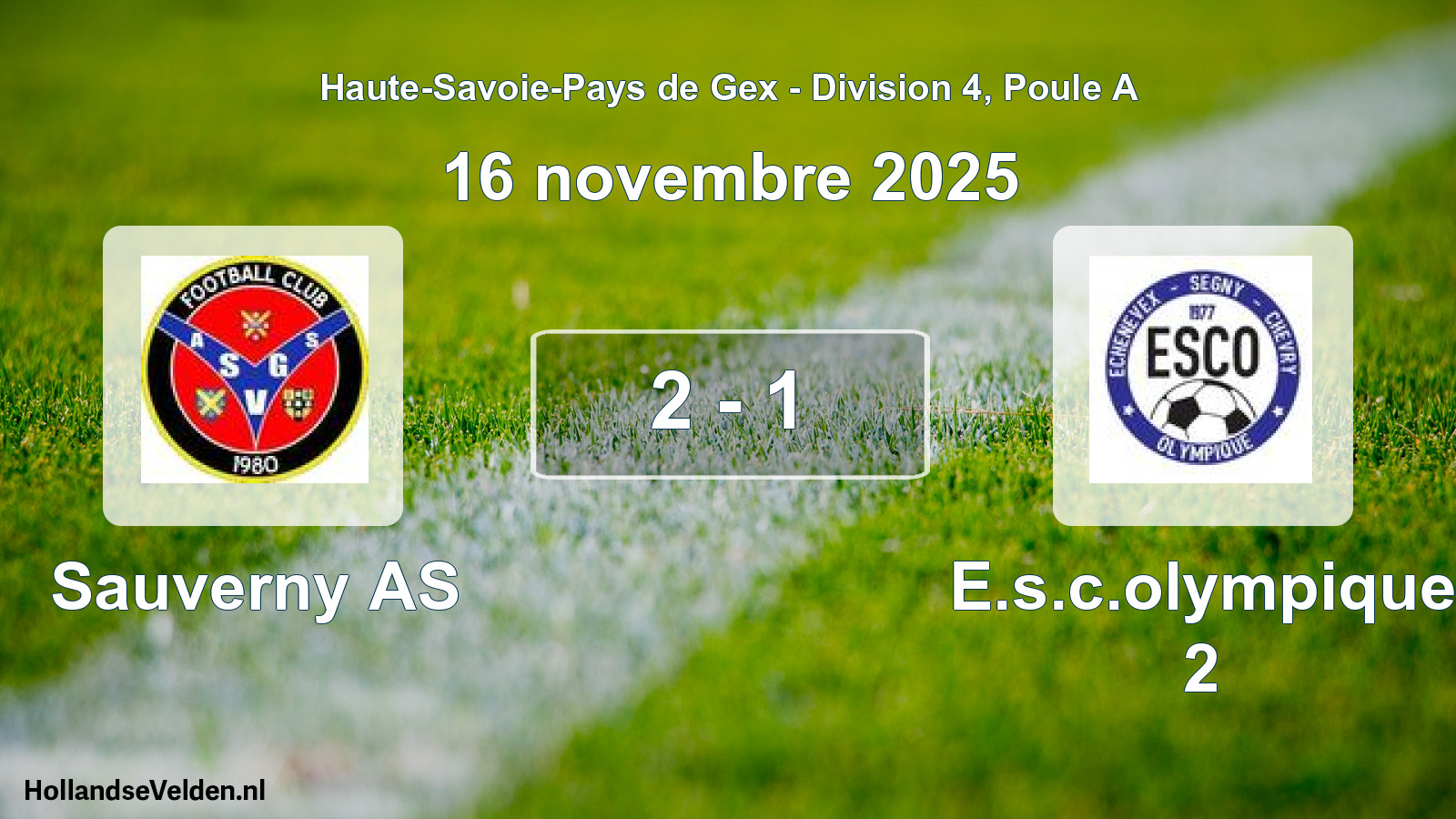 Gespeelde wedstrijd: Sauverny AS - E.s.c.olympique 2 2 - 1 (16 november 2025)