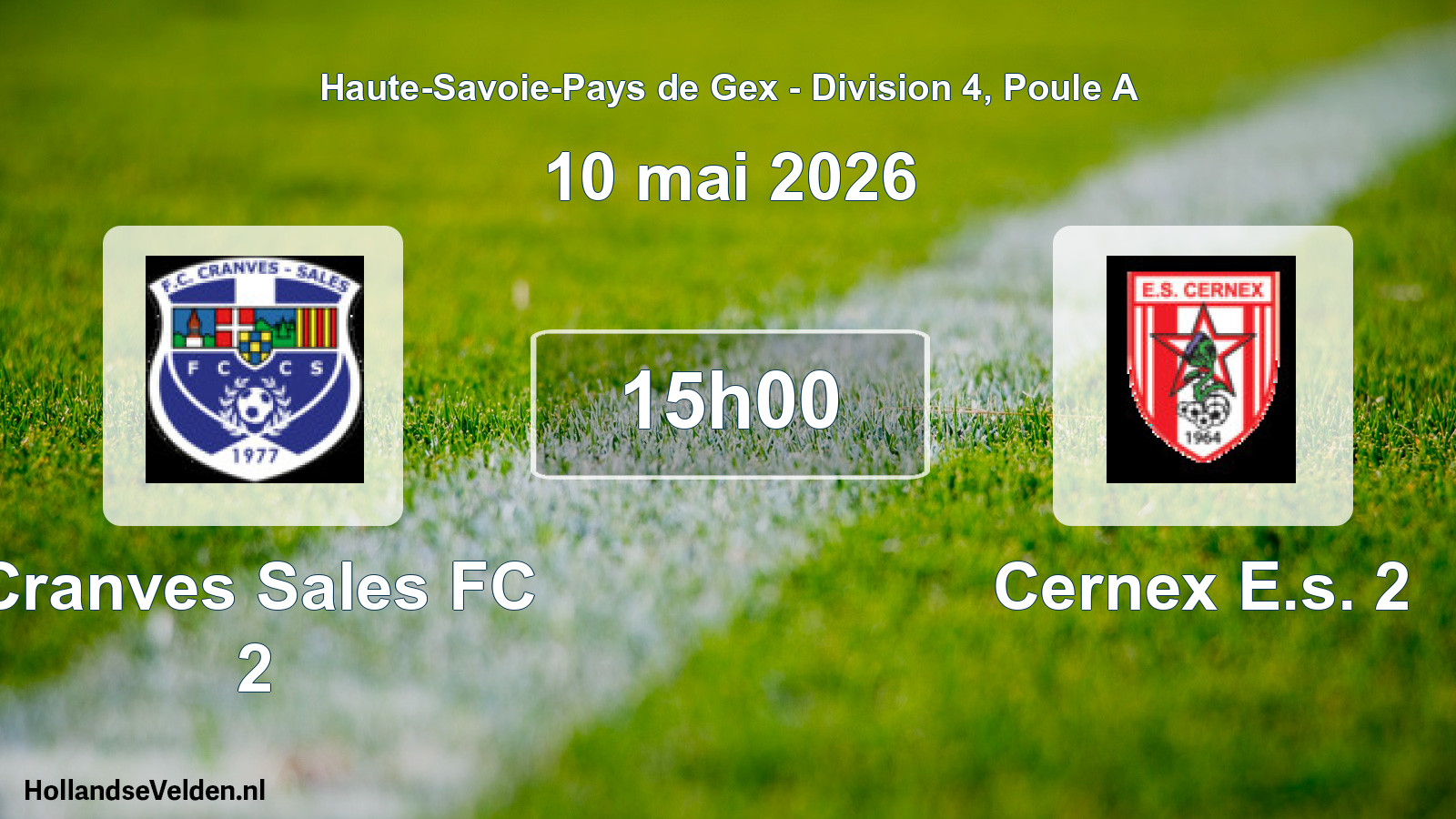 Geplande wedstrijd: Cranves Sales FC 2 - Cernex E.s. 2 (10 mei 2026)