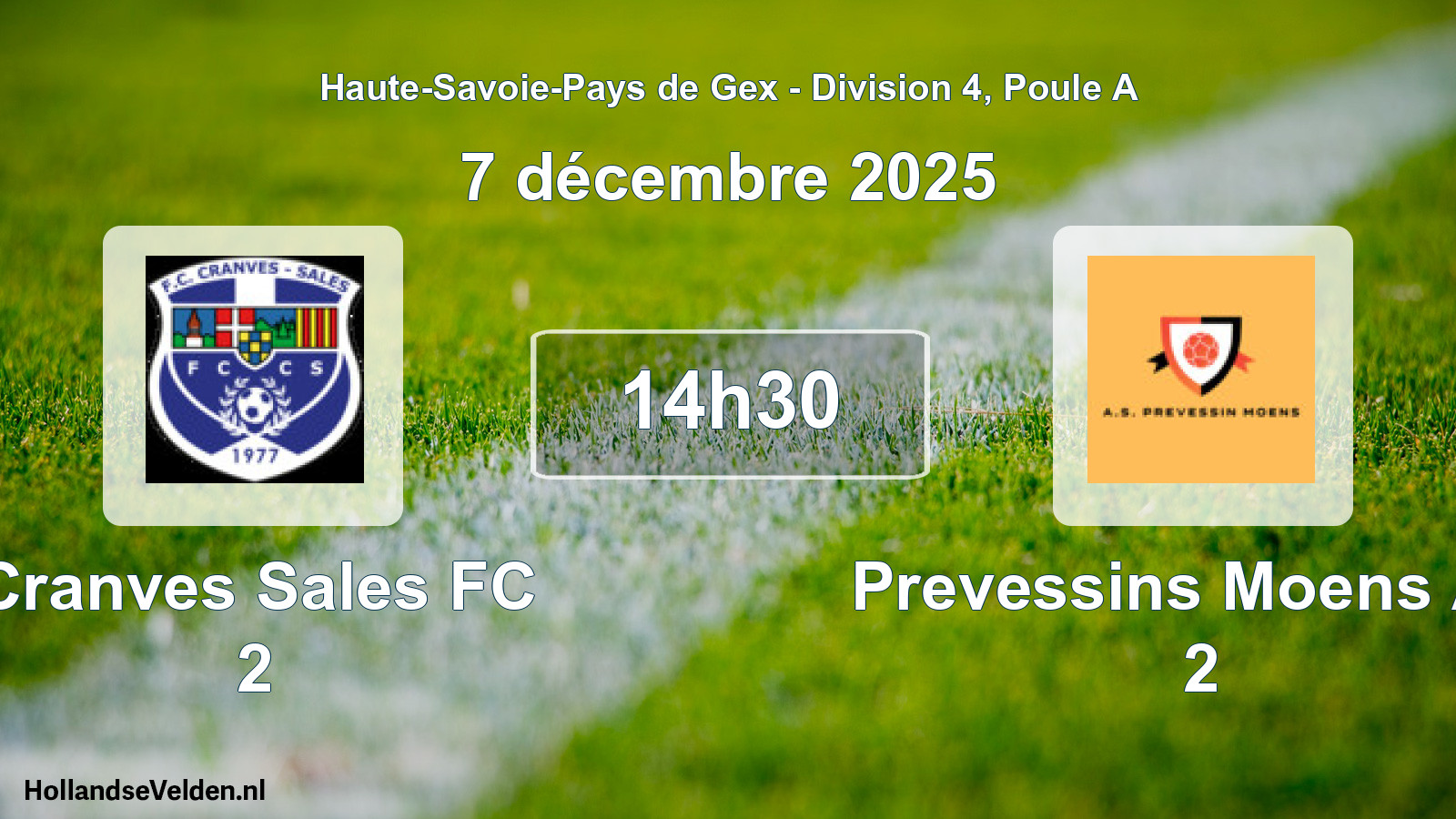 Geplande wedstrijd: Cranves Sales FC 2 - Prevessins Moens A.s 2 (7 december 2025)