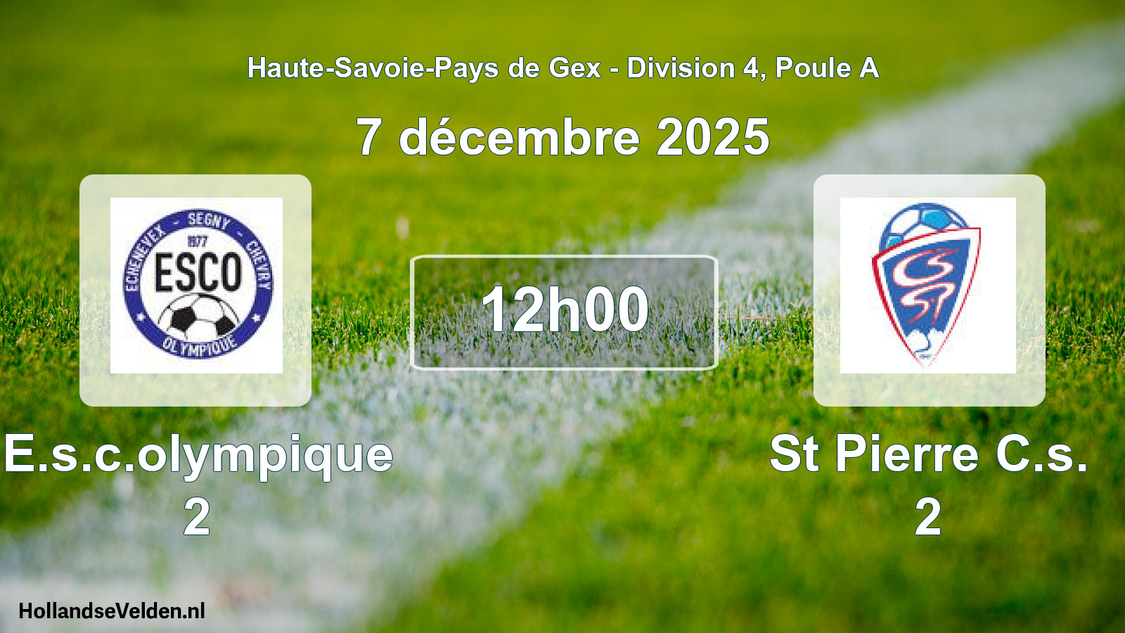 Match programmé: E.s.c.olympique 2 - St Pierre C.s. 2 (7 décembre 2025)
