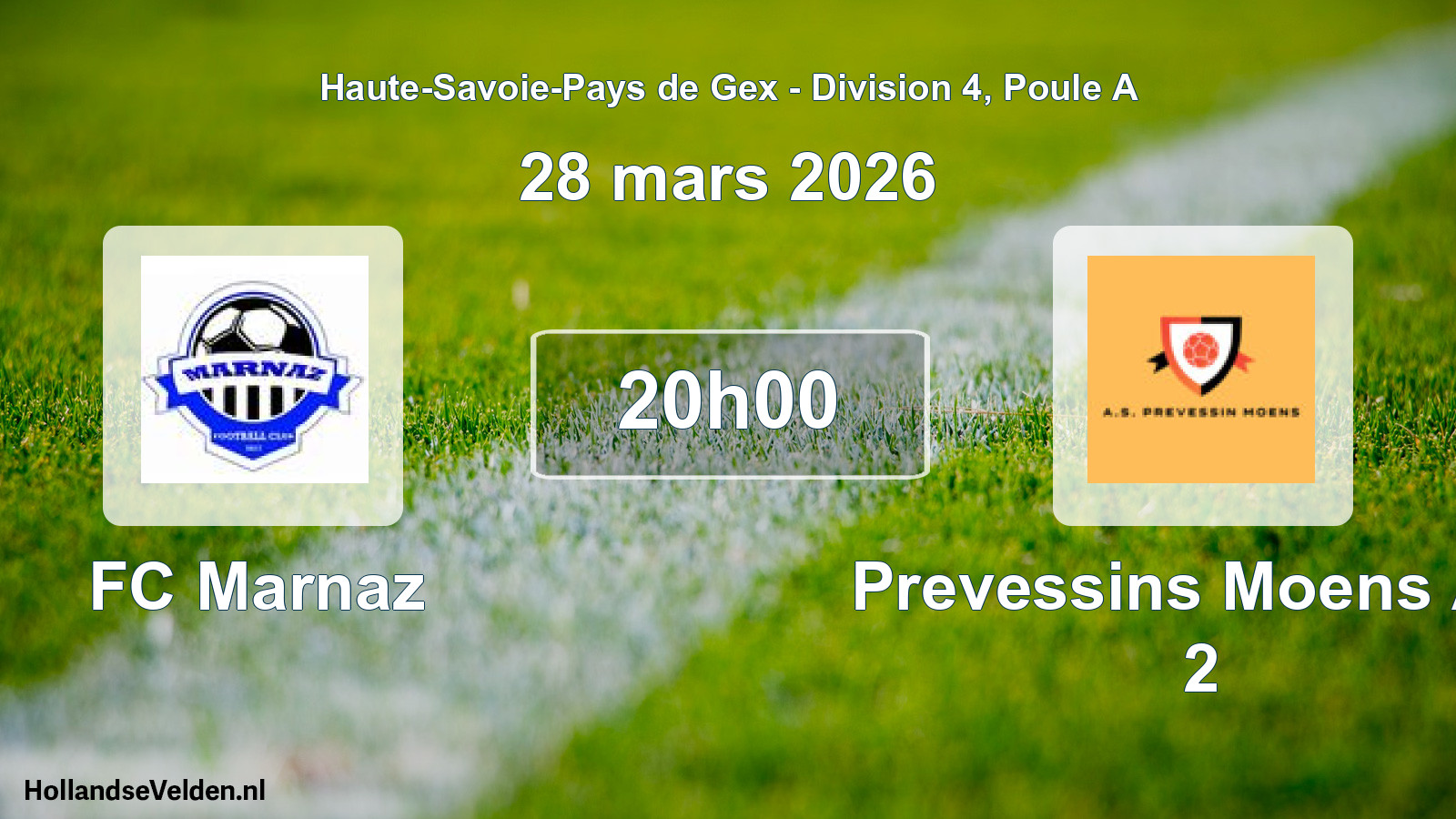 Geplande wedstrijd: FC Marnaz - Prevessins Moens A.s 2 (28 maart 2026)