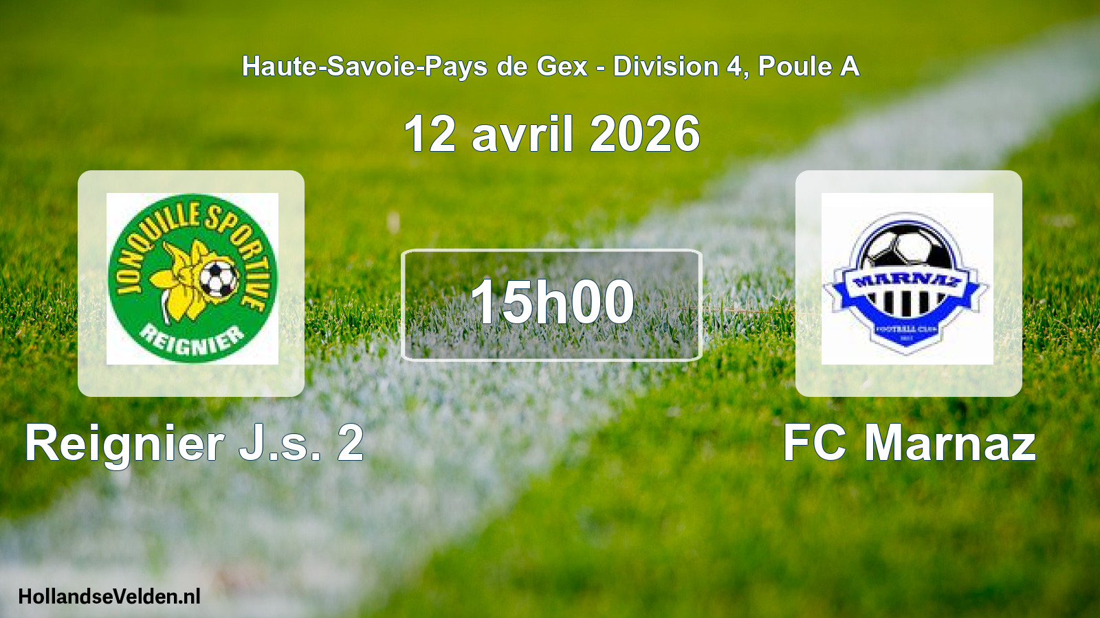 Match programmé: Reignier J.s. 2 - FC Marnaz (12 avril 2026)