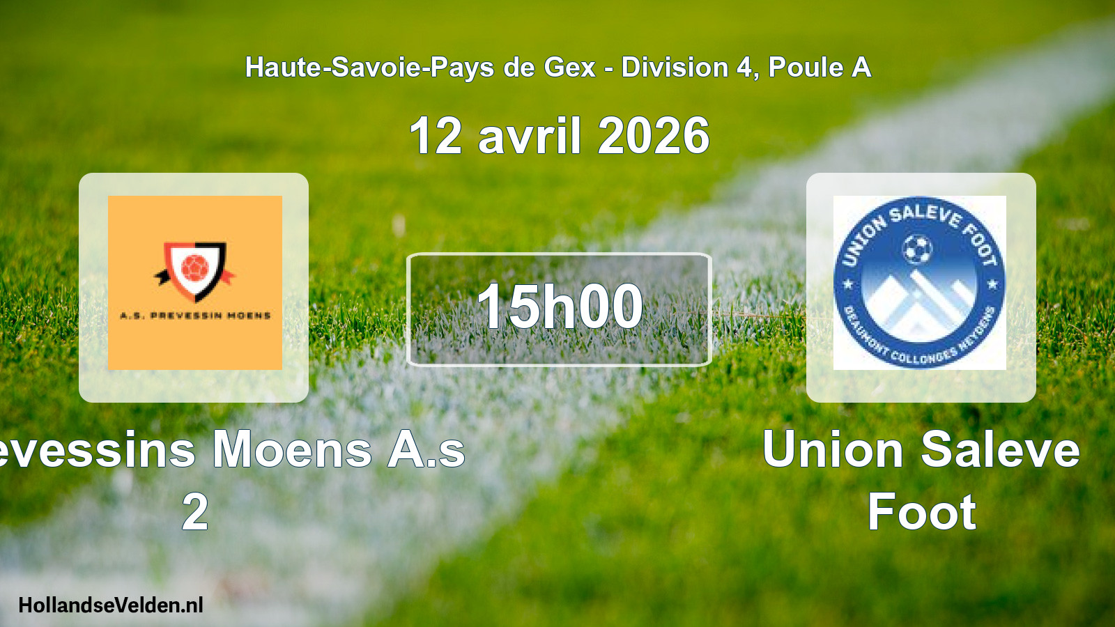 Geplande wedstrijd: Prevessins Moens A.s 2 - Union Saleve Foot (12 april 2026)