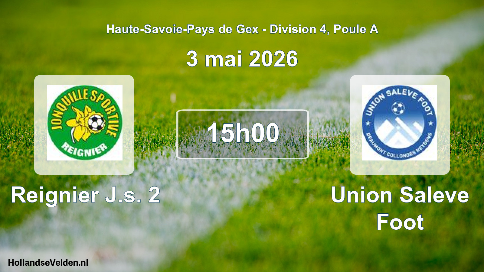 Match programmé: Reignier J.s. 2 - Union Saleve Foot (3 mai 2026)