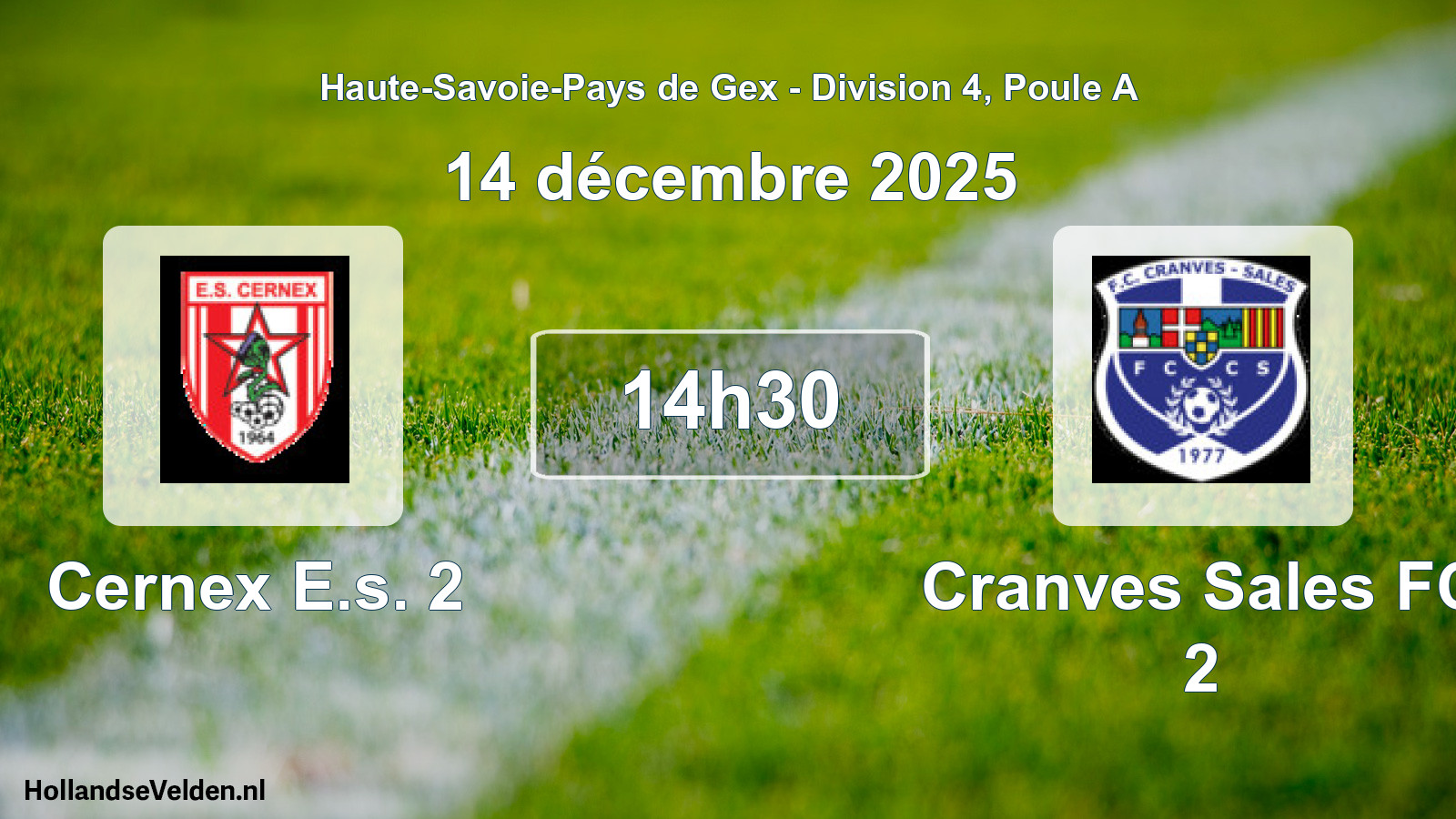 Geplande wedstrijd: Cernex E.s. 2 - Cranves Sales FC 2 (14 december 2025)
