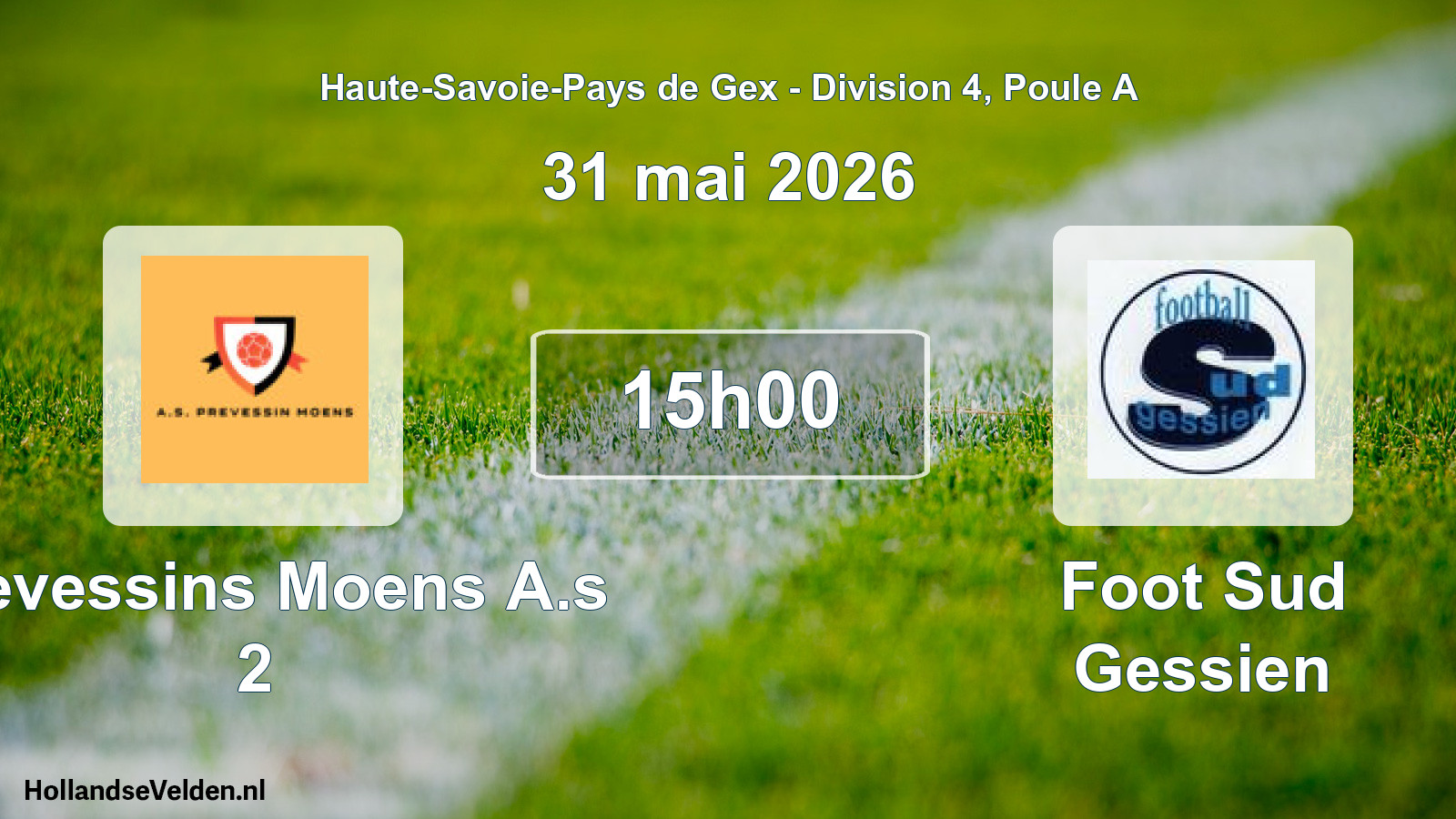 Scheduled Match: Prevessins Moens A.s 2 - Foot Sud Gessien (31 May 2026)