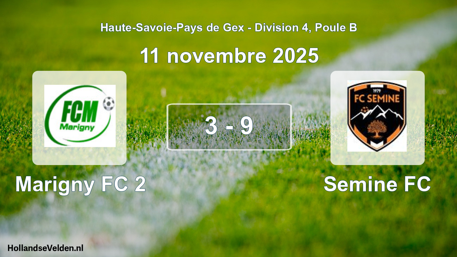 Gespeelde wedstrijd: Marigny FC 2 - Semine FC 3 - 9 (11 november 2025)