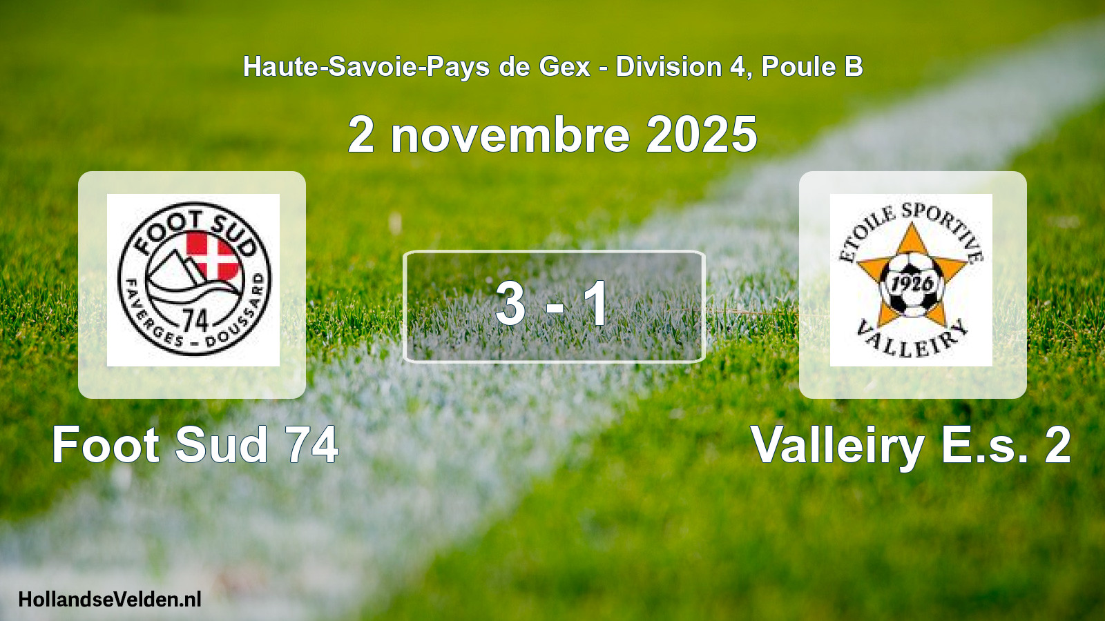 Gespeelde wedstrijd: Foot Sud 74 - Valleiry E.s. 2 3 - 1 (2 november 2025)