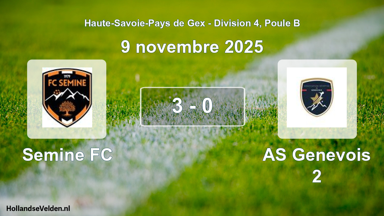 Match joué: Semine FC - AS Genevois 2 3 - 0 (9 novembre 2025)