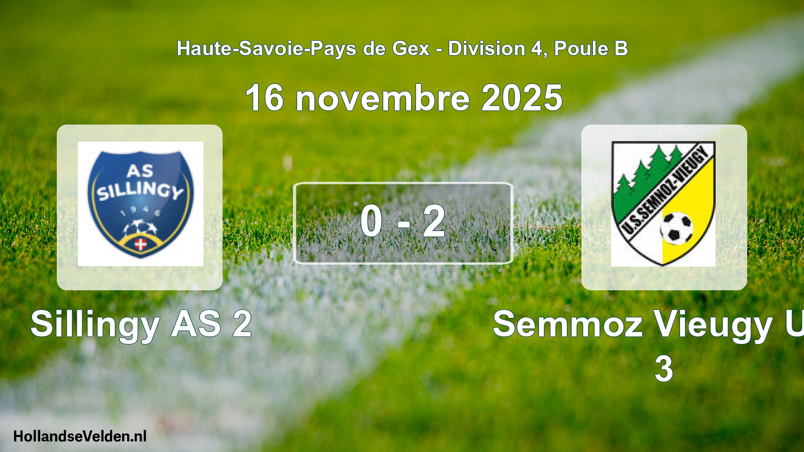 Gespeelde wedstrijd: Sillingy AS 2 - Semmoz Vieugy US 3 0 - 2 (16 november 2025)