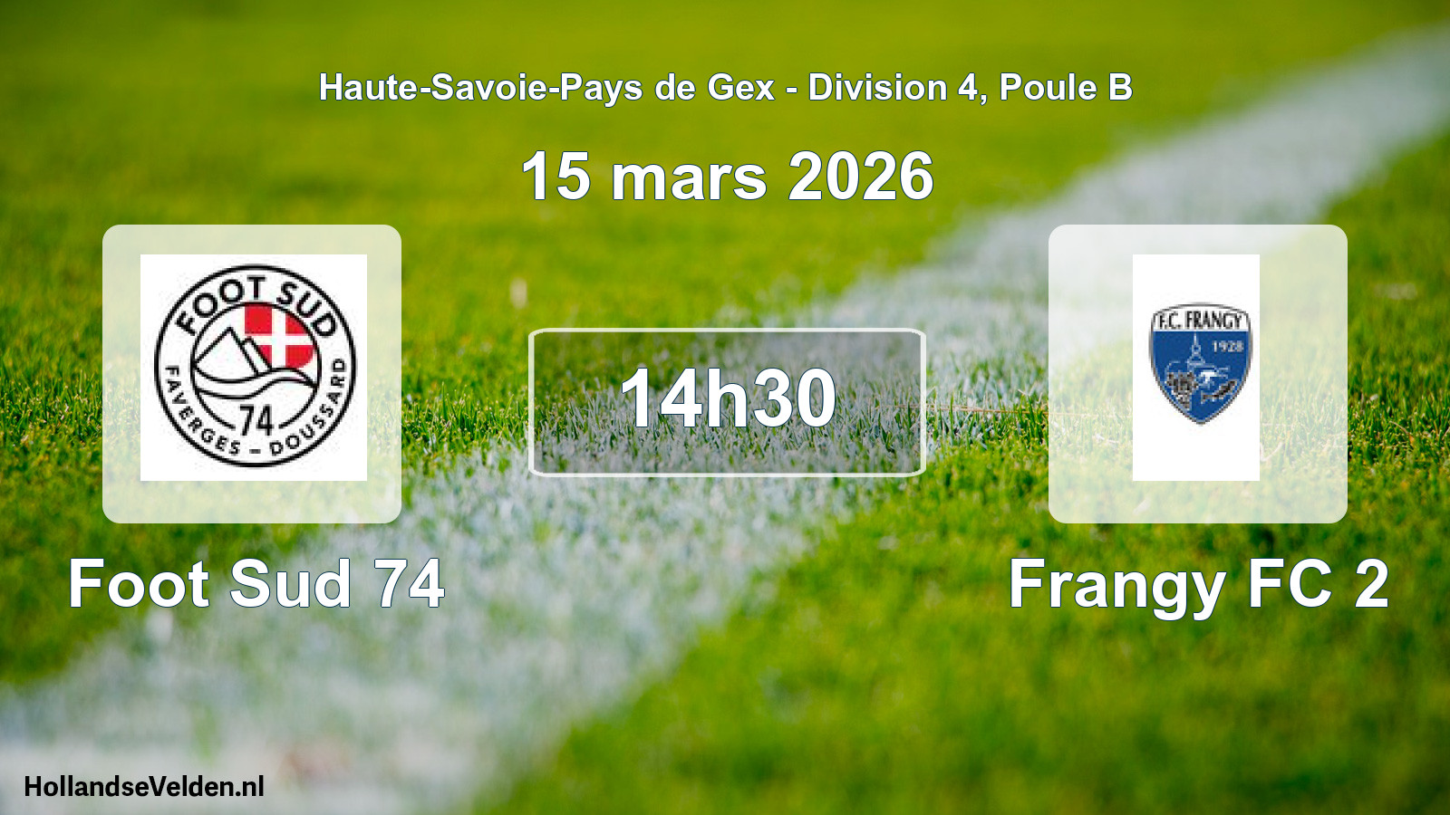 Geplande wedstrijd: Foot Sud 74 - Frangy FC 2 (15 maart 2026)