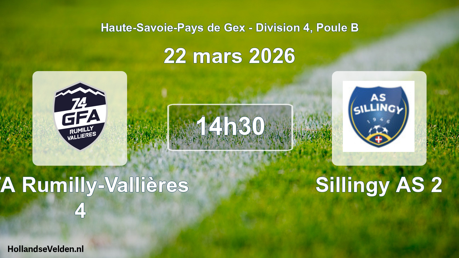 Geplande wedstrijd: GFA Rumilly-Vallières 4 - Sillingy AS 2 (22 maart 2026)