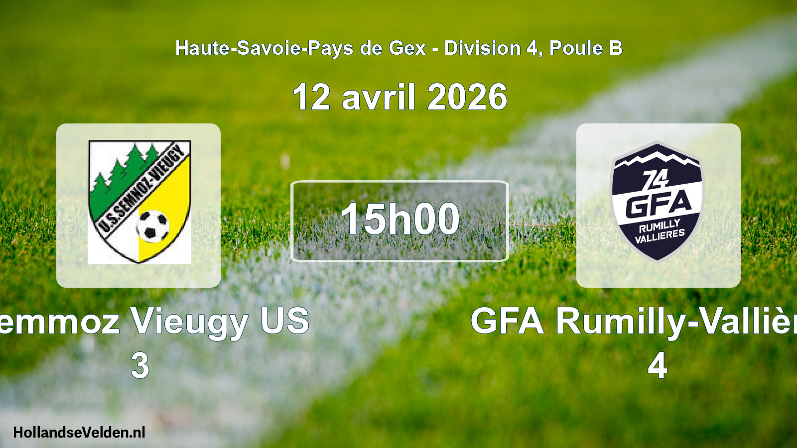 Geplande wedstrijd: Semmoz Vieugy US 3 - GFA Rumilly-Vallières 4 (12 april 2026)