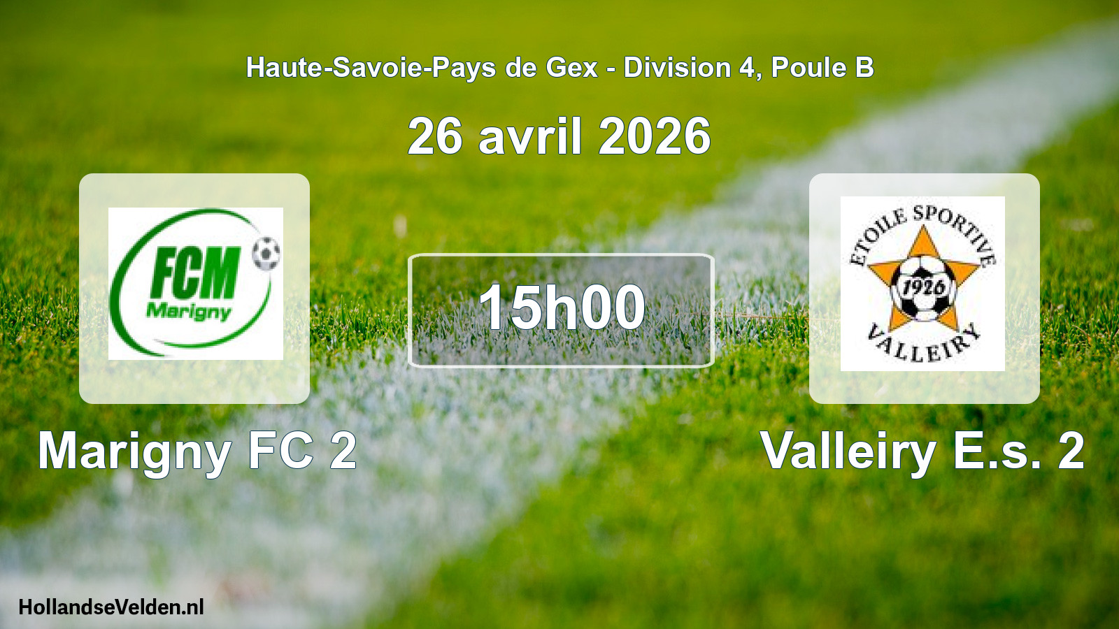 Geplande wedstrijd: Marigny FC 2 - Valleiry E.s. 2 (26 april 2026)