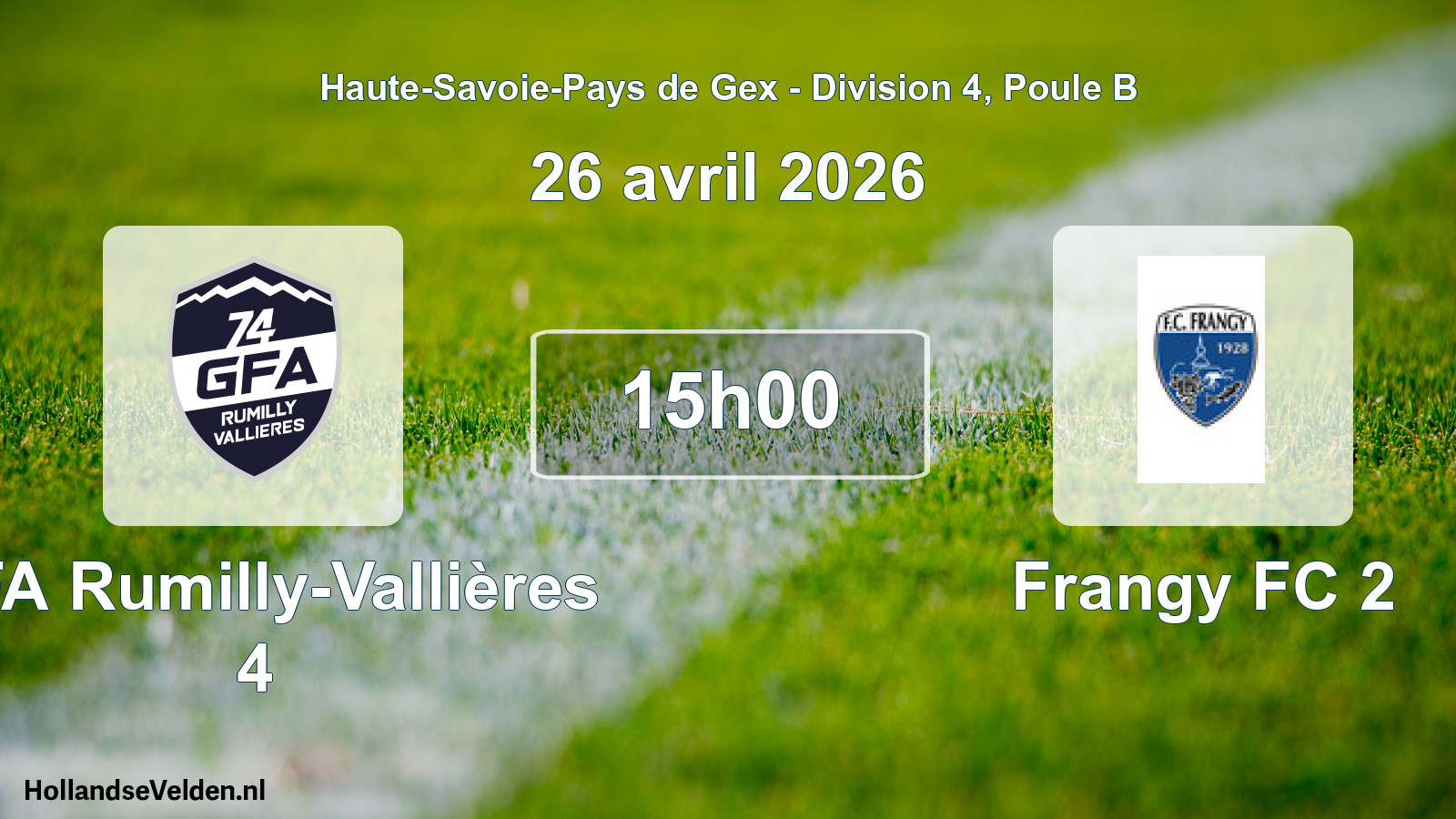 Geplande wedstrijd: GFA Rumilly-Vallières 4 - Frangy FC 2 (26 april 2026)