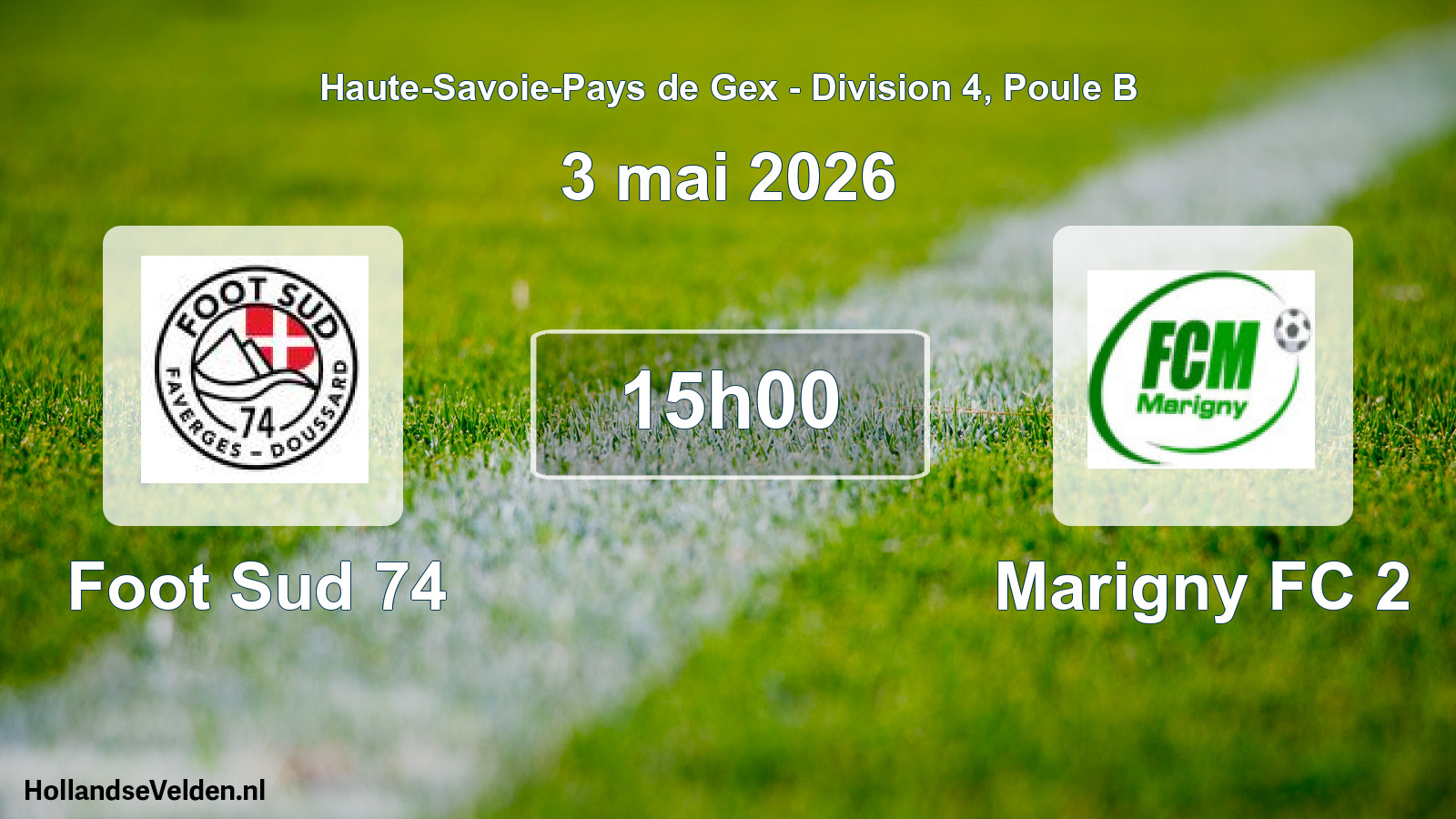 Geplande wedstrijd: Foot Sud 74 - Marigny FC 2 (3 mei 2026)