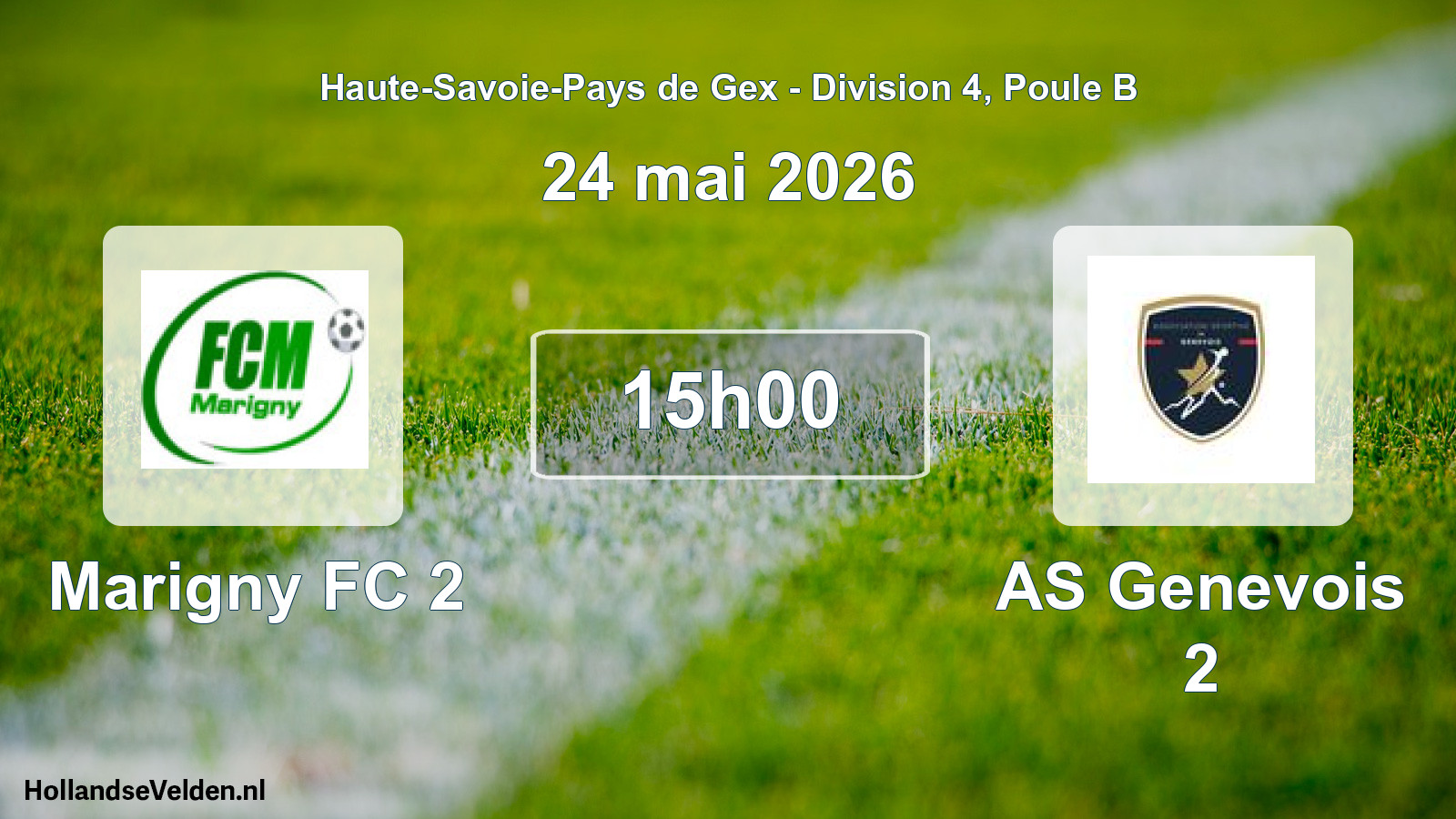 Match programmé: Marigny FC 2 - AS Genevois 2 (24 mai 2026)