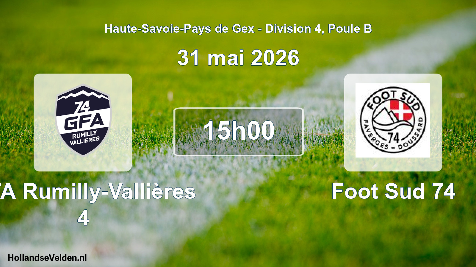 Geplande wedstrijd: GFA Rumilly-Vallières 4 - Foot Sud 74 (31 mei 2026)