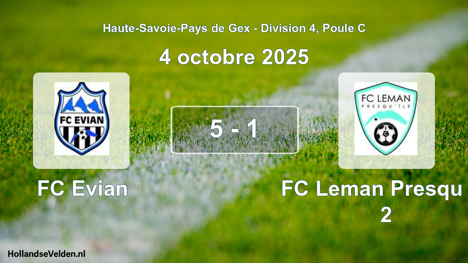 Gespeelde wedstrijd: FC Evian - FC Leman Presqu Ile 2 5 - 1 (4 oktober 2025)