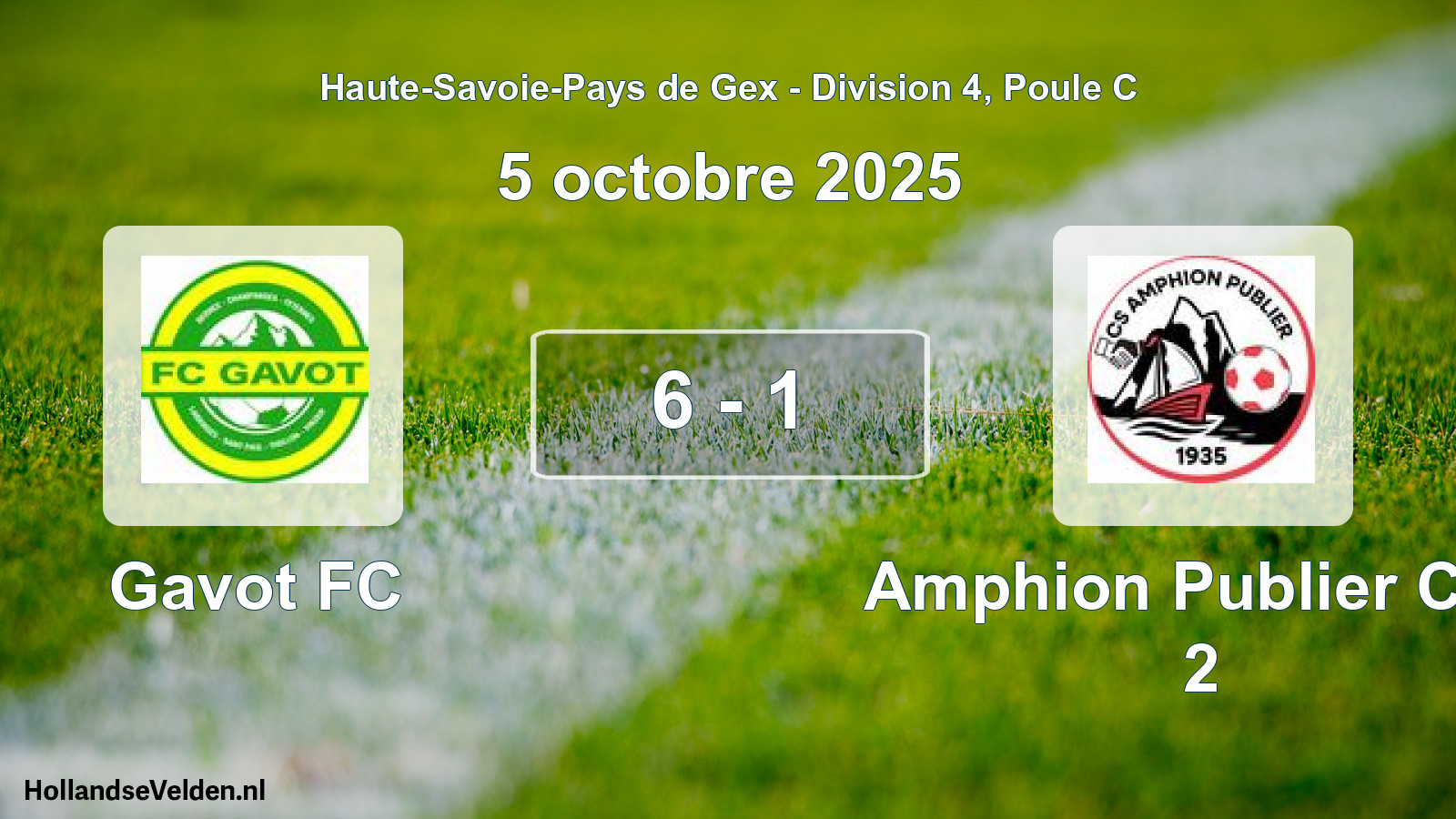 Gespeelde wedstrijd: Gavot FC - Amphion Publier C.s. 2 6 - 1 (5 oktober 2025)