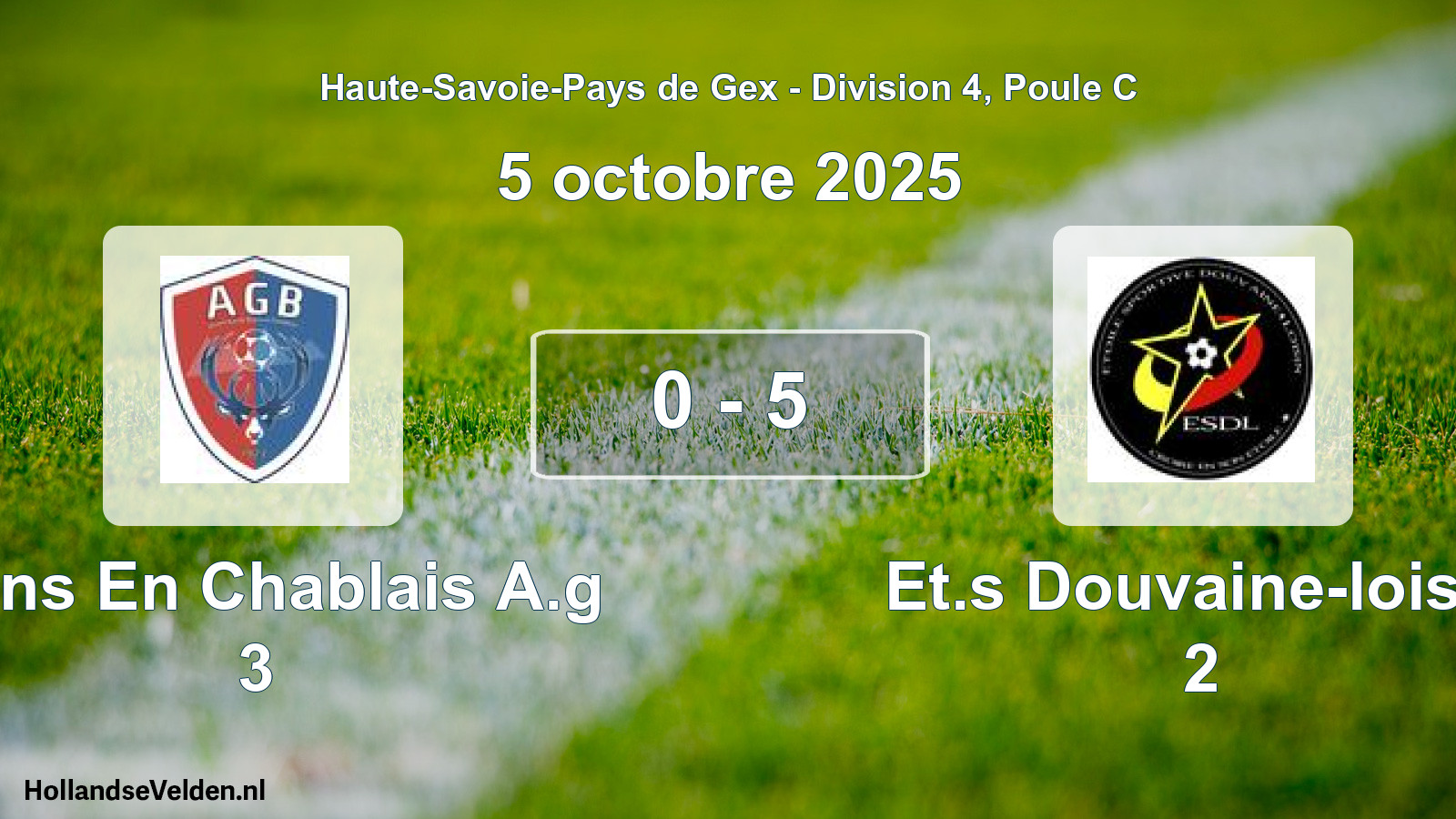 Gespeelde wedstrijd: Bons En Chablais A.g 3 - Et.s Douvaine-loisin 2 0 - 5 (5 oktober 2025)