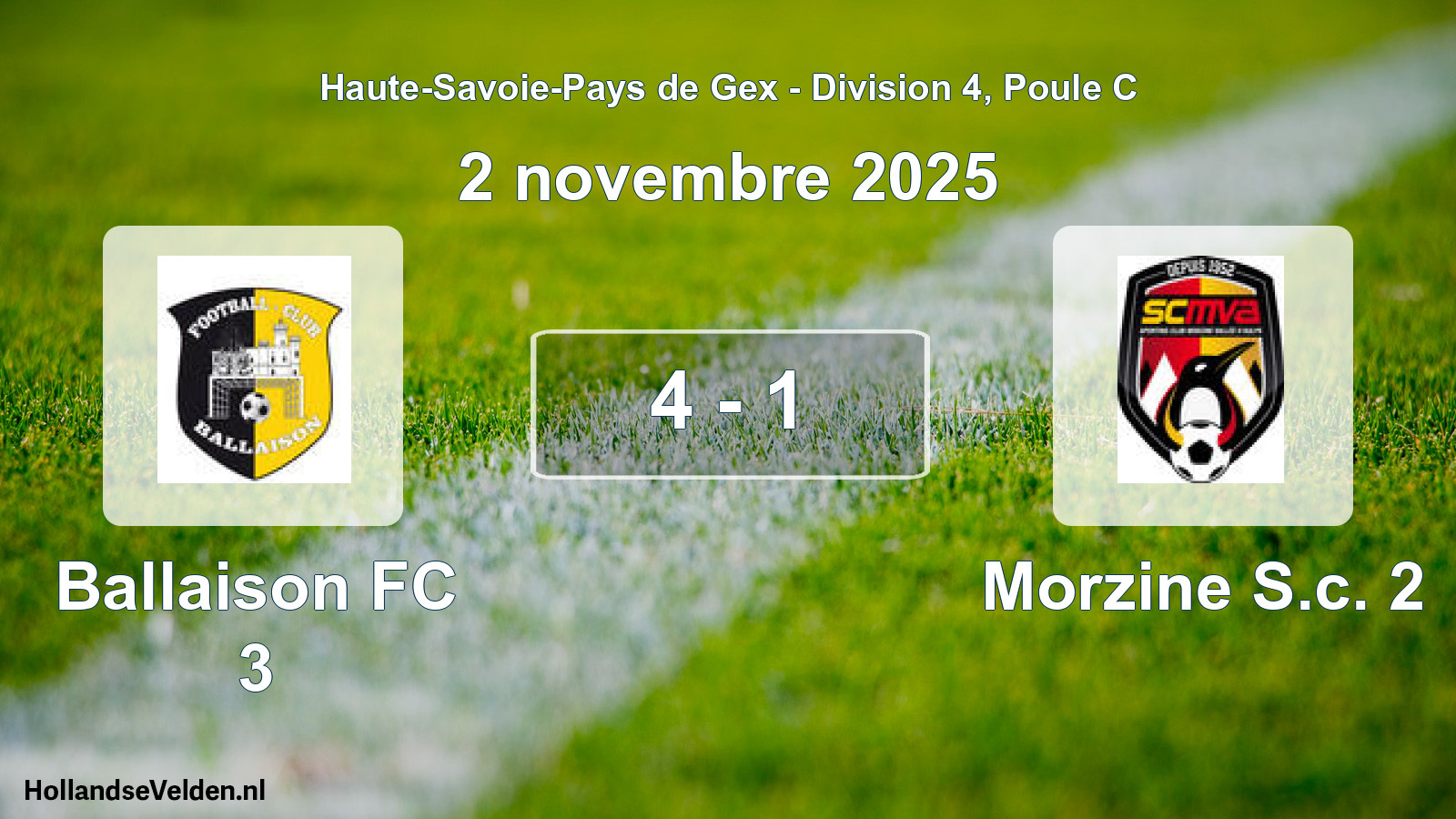Gespeelde wedstrijd: Ballaison FC 3 - Morzine S.c. 2 4 - 1 (2 november 2025)