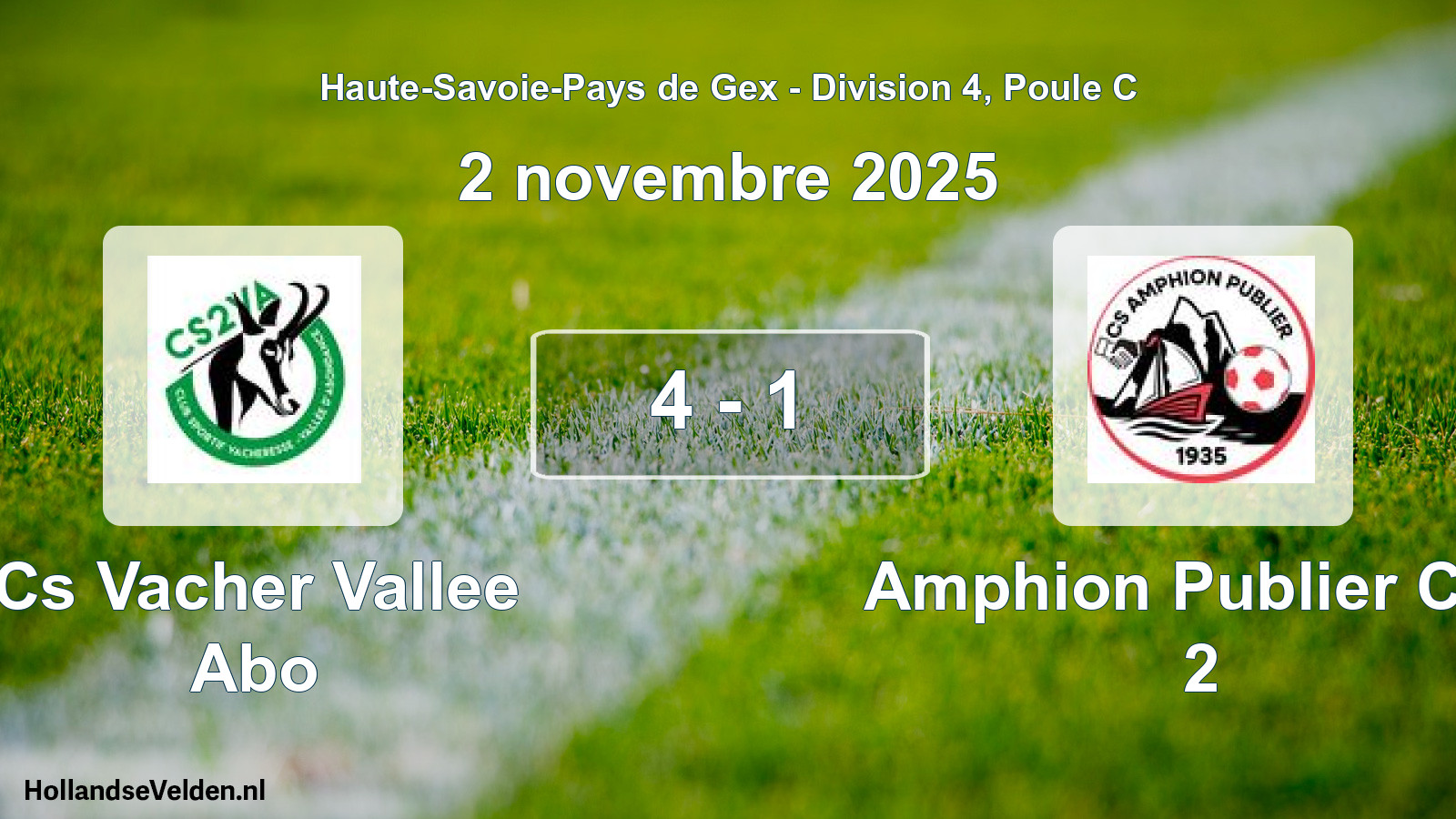 Match joué: Cs Vacher Vallee Abo - Amphion Publier C.s. 2 4 - 1 (2 novembre 2025)