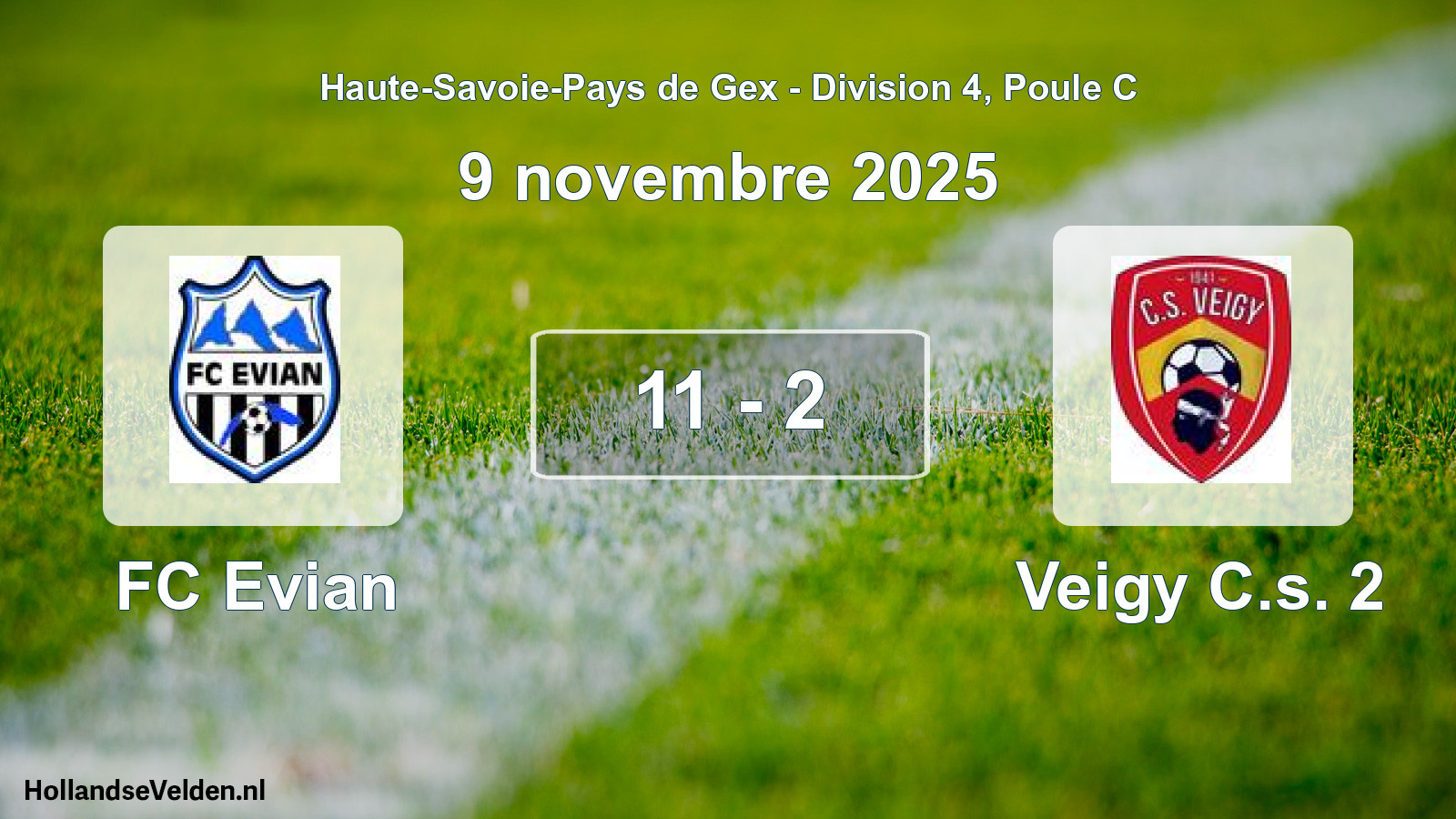 Gespeelde wedstrijd: FC Evian - Veigy C.s. 2 11 - 2 (9 november 2025)